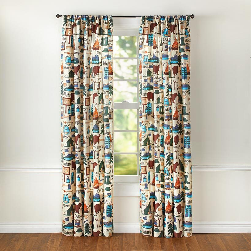 Campsite Window Curtains or Accent Pillows - 84" Panel
