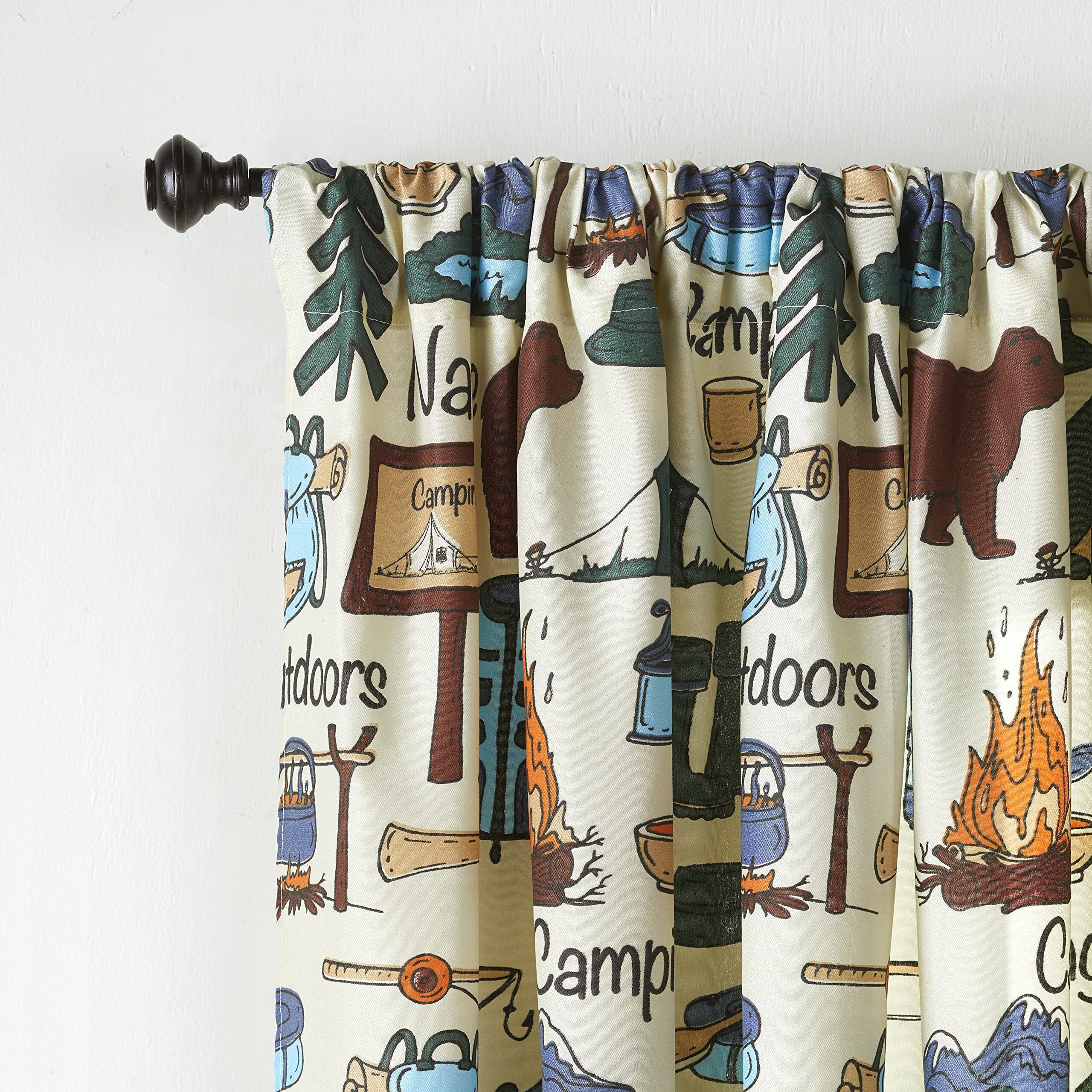Campsite Window Curtains or Accent Pillows - 84" Panel