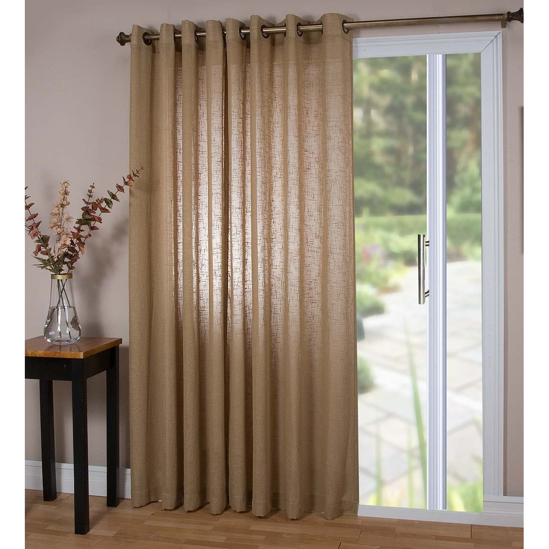Textured Sheer Panel with Grommets - Toffee 110&quotW