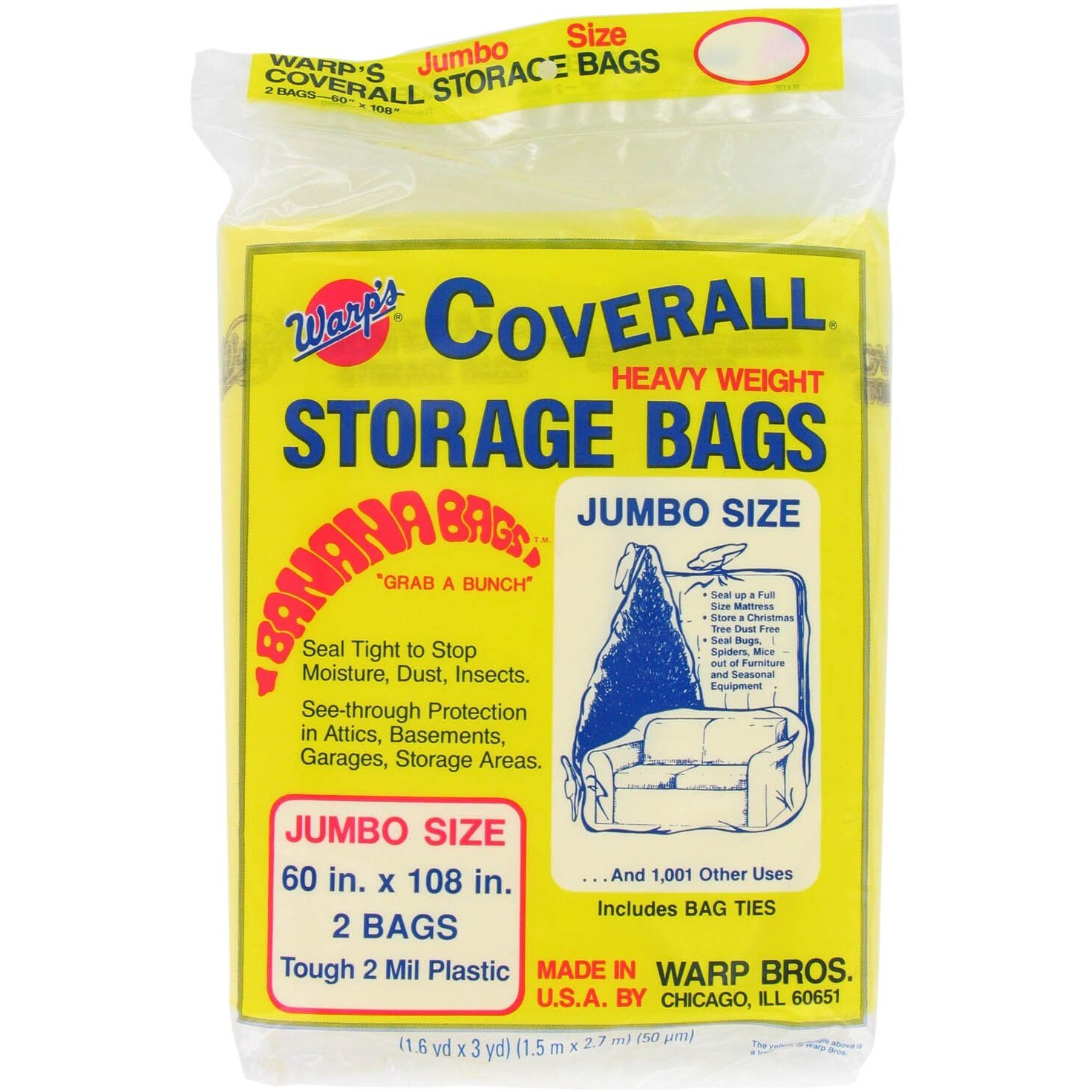 Warp Brothers CB-60 2 Count 60 in. X 108 in. Banana Bags Storage Bags