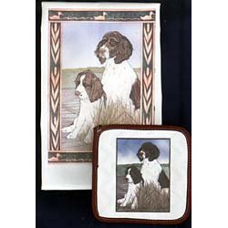 Pipsqueak Productions DP921 Dish Towel and Pot Holder Set - English Springer Spaniel