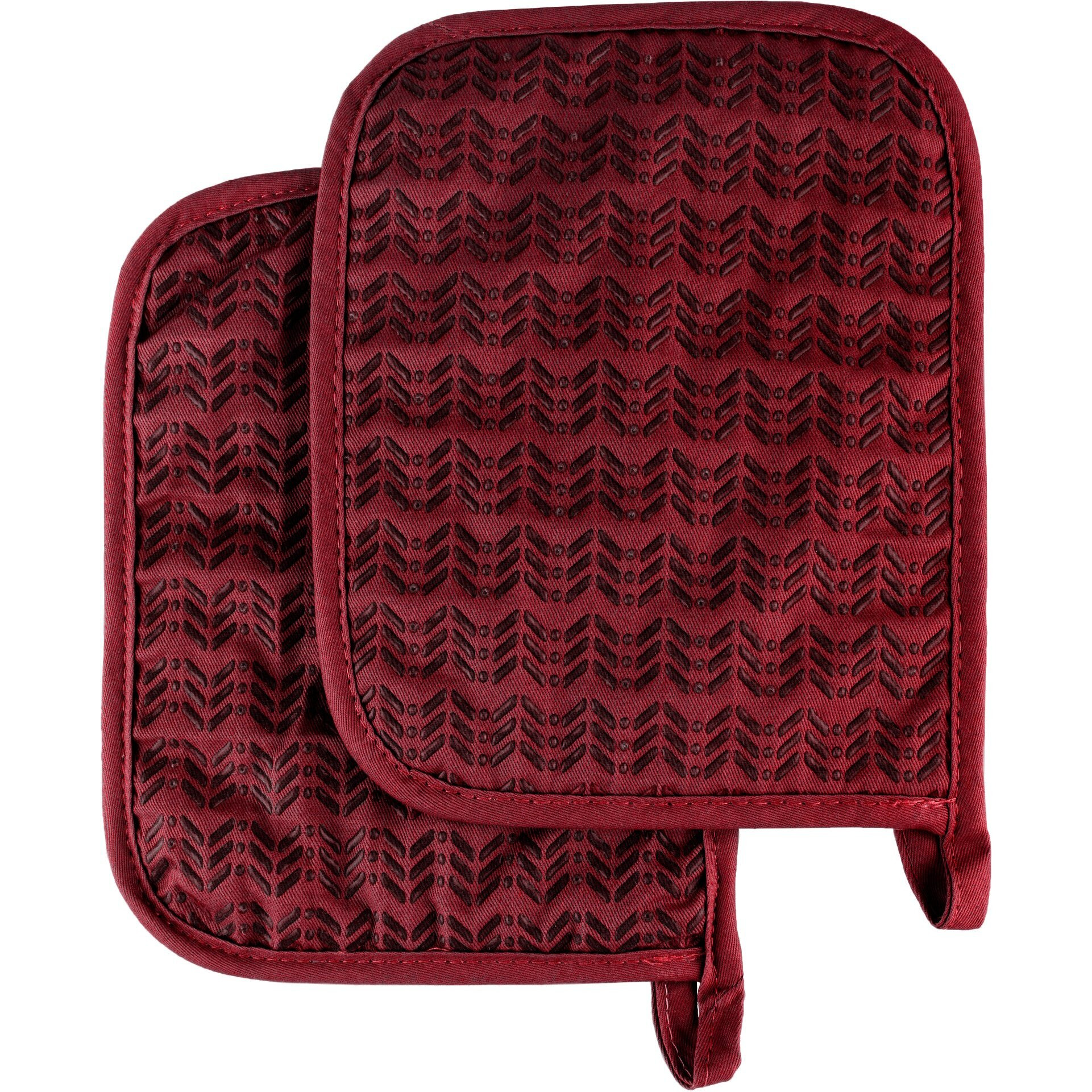 Lavish Home 69-12-BU Quilted & Heat Resistant Pot Holder Set with Silicone Grip&44 Burgundy - Set of 2