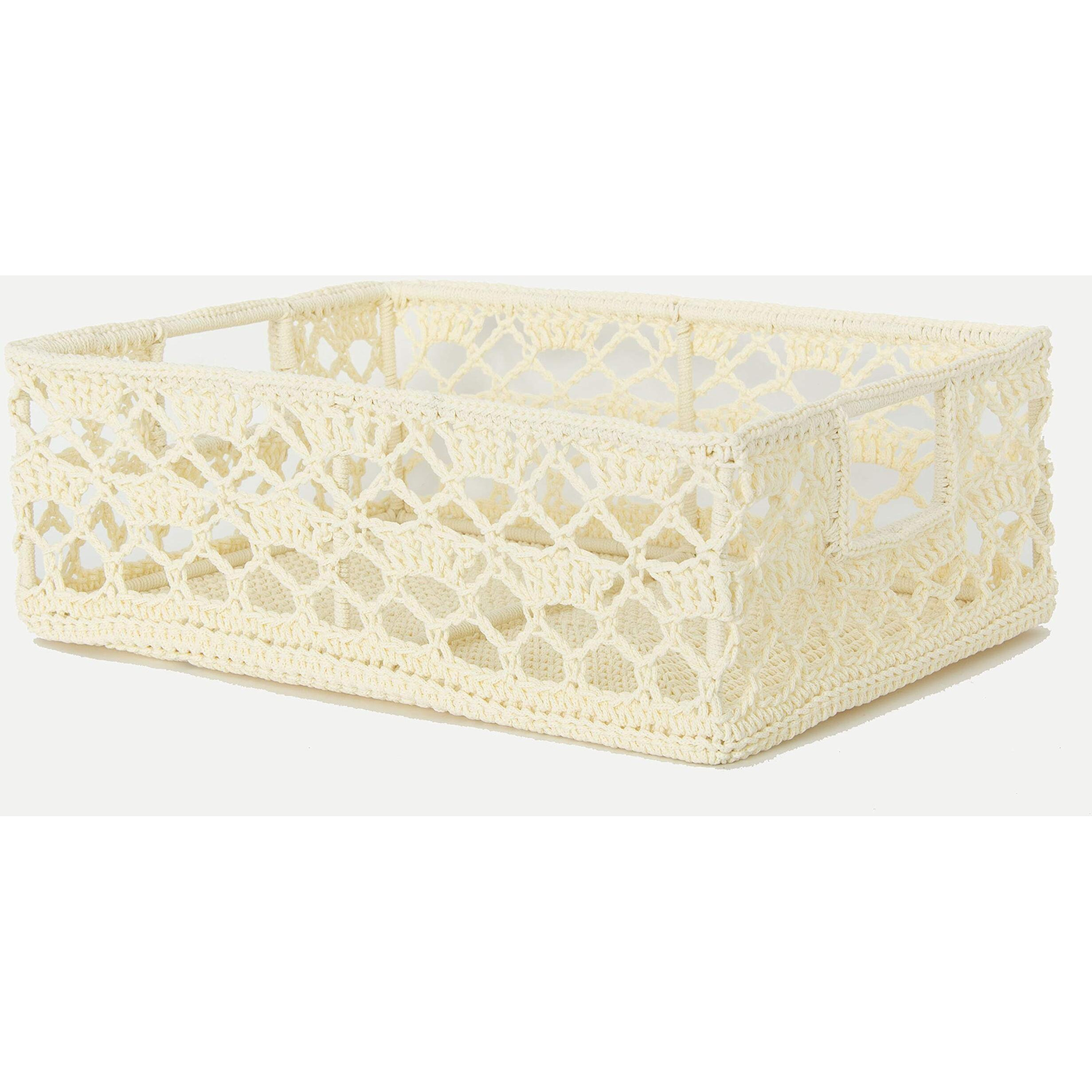 Heritage Lace MC-1120CR Mode Crochet Basket  Cream - 12 x 9 x 5 in.