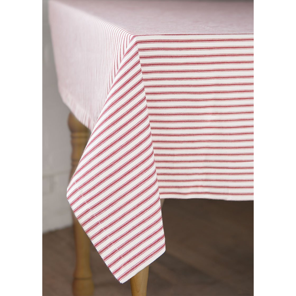 60 x 60 in. Ticking Square Tablecloth&44 Red & White