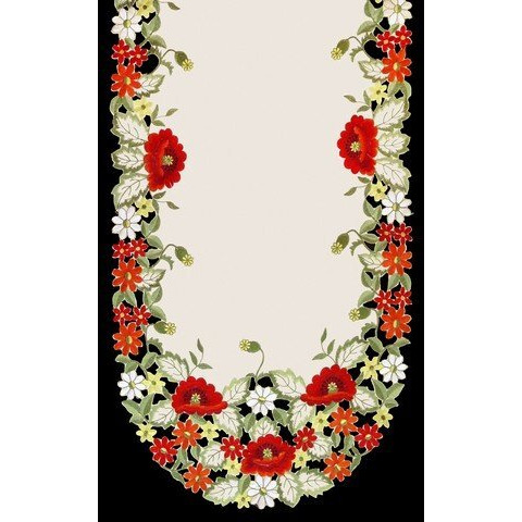 H0775 Red Poppy Oval Runner  16 x 36 in.