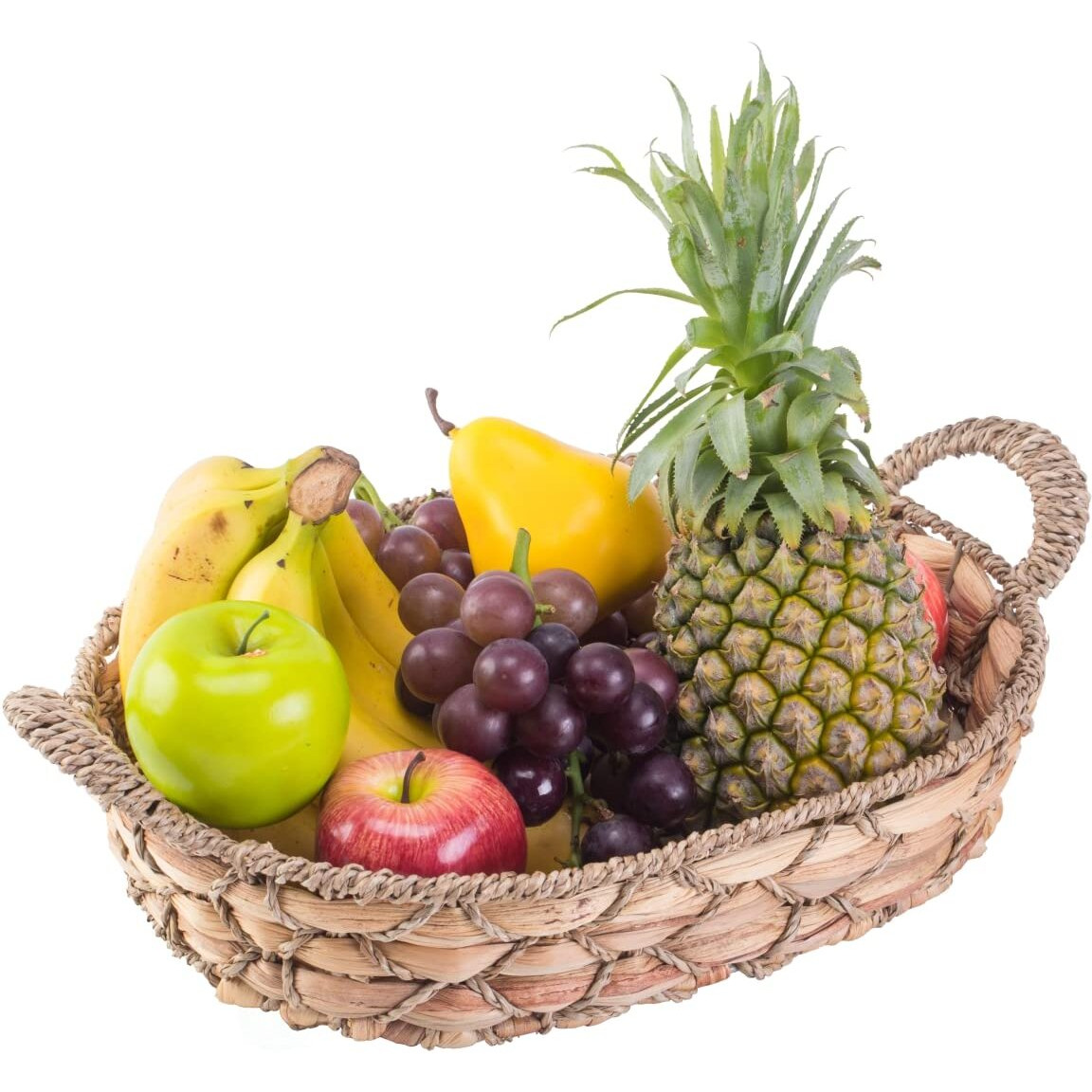 4.75 x 17.75 x 11 in. Seagrass Fruit Bread Basket Tray with Handles&44 Brown - Medium - Set of 4