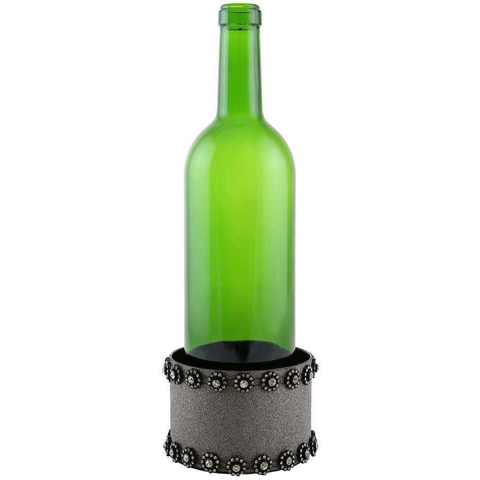 Silver With Black Beads Decorated Wine Coaster