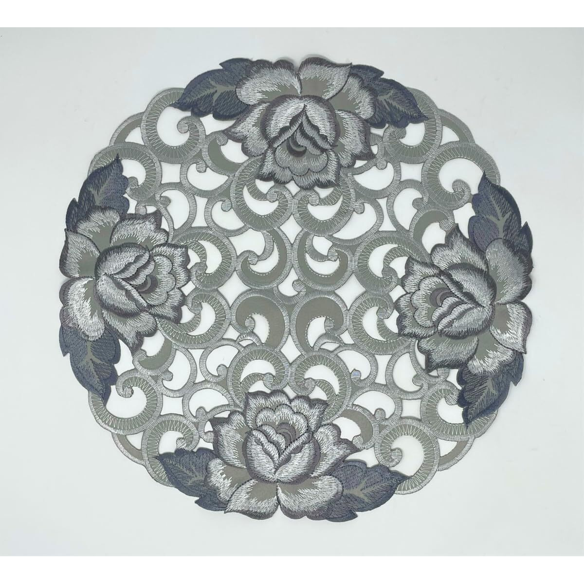 8 in. Gunmetal Cutout Rose Doily