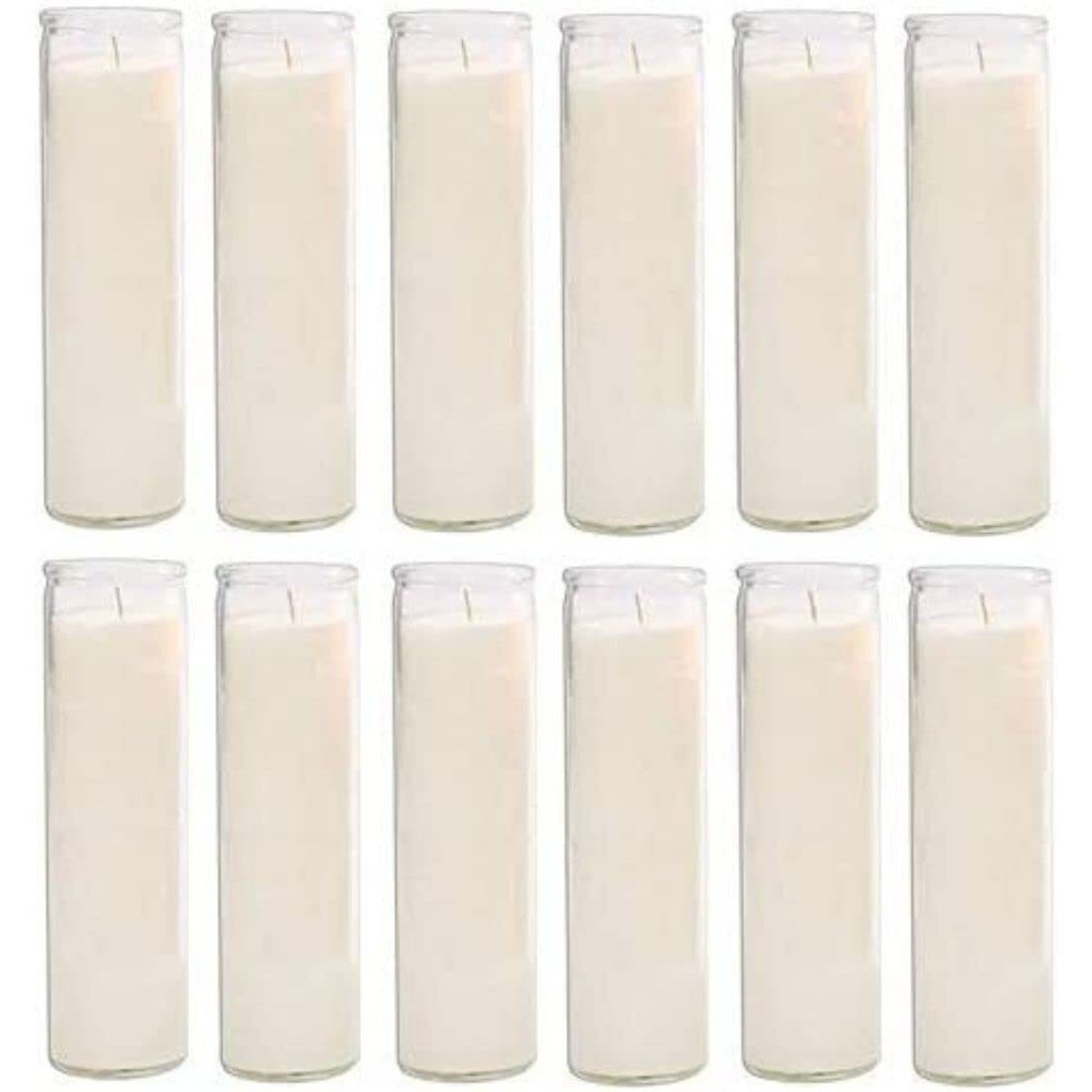 Glass Assorted Religious Candle, White, Case of 12 -C1