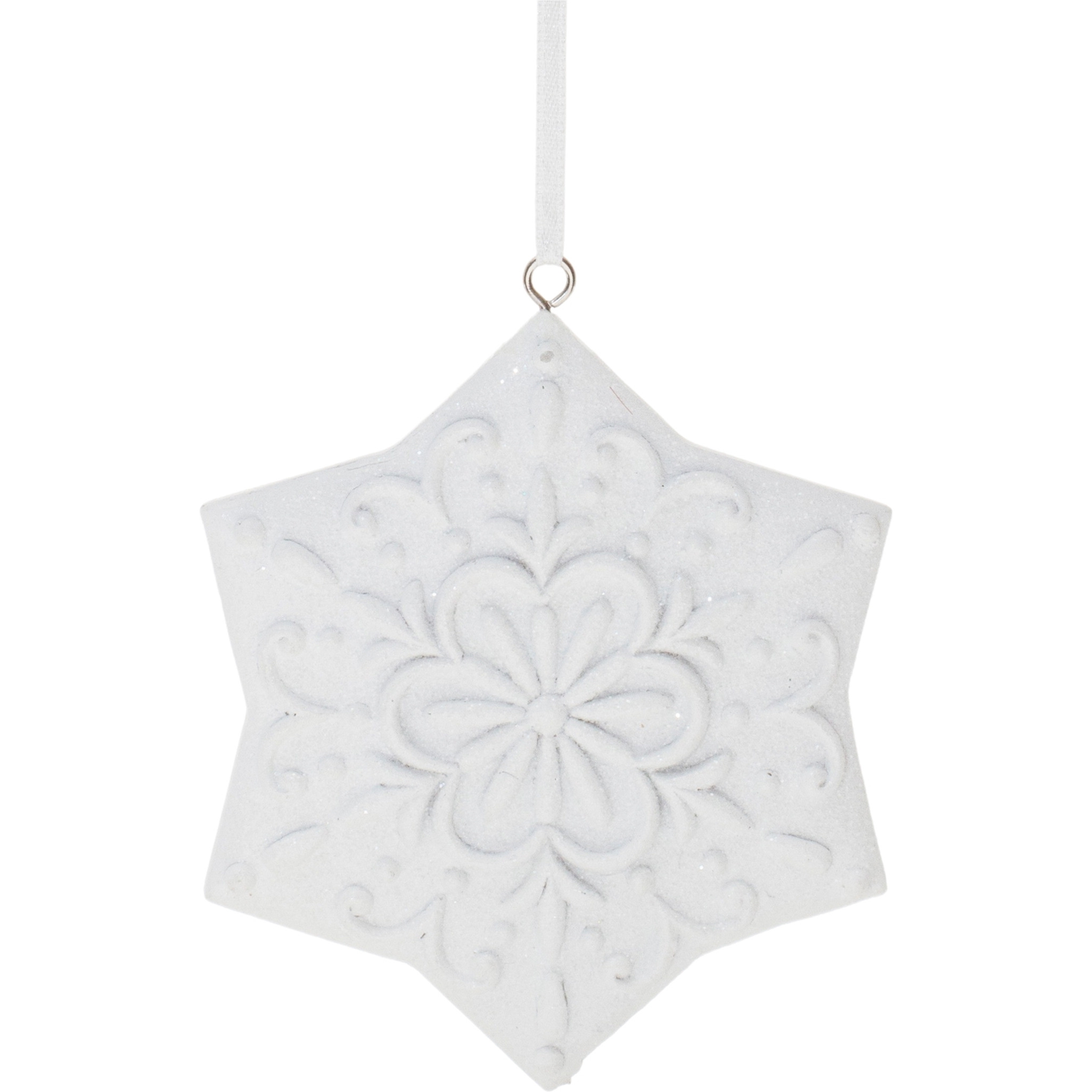 Ornate White Snowflake Ornament (Set of 12)
