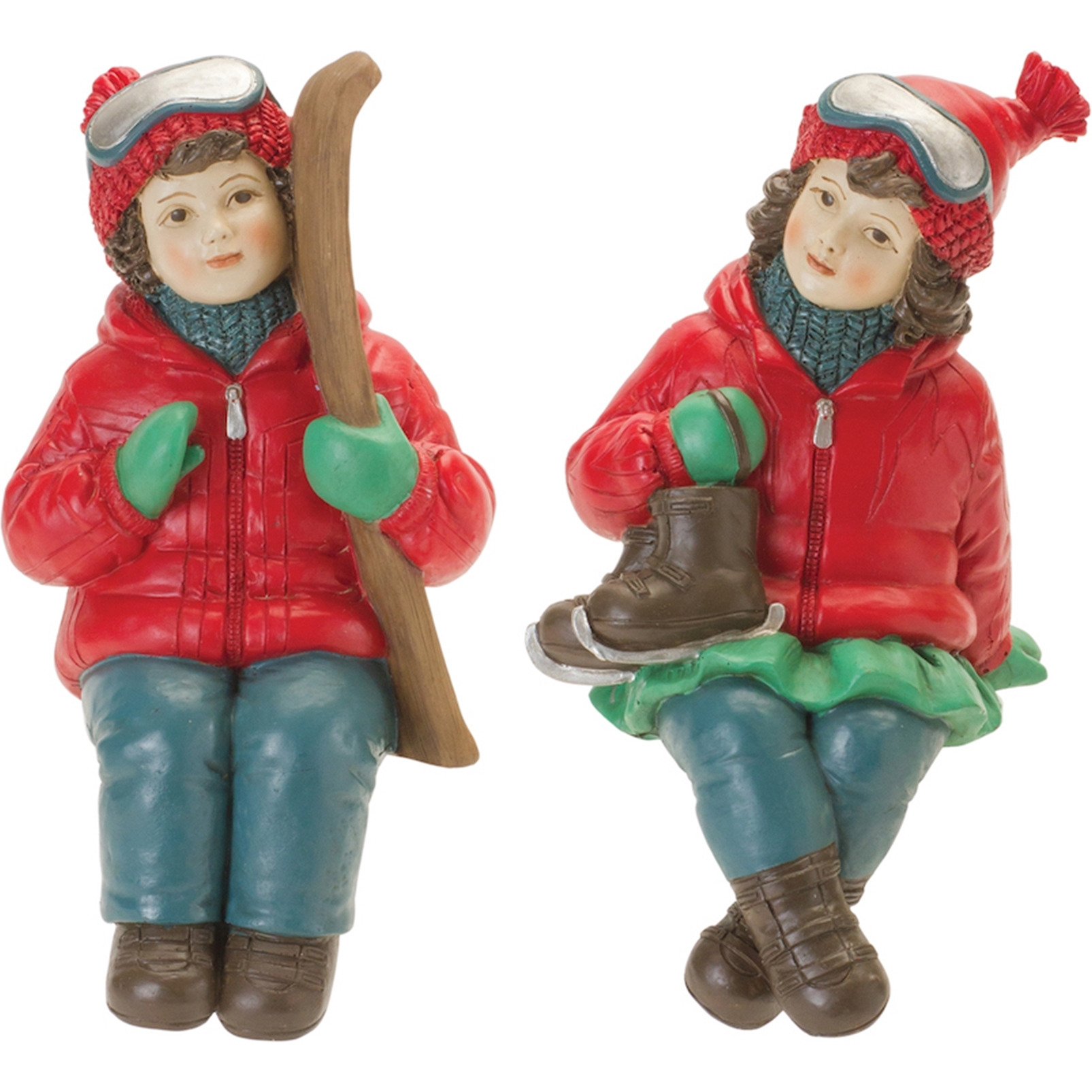 Holiday Children Shelf Sitter with Skis and Skates (Set of 4)