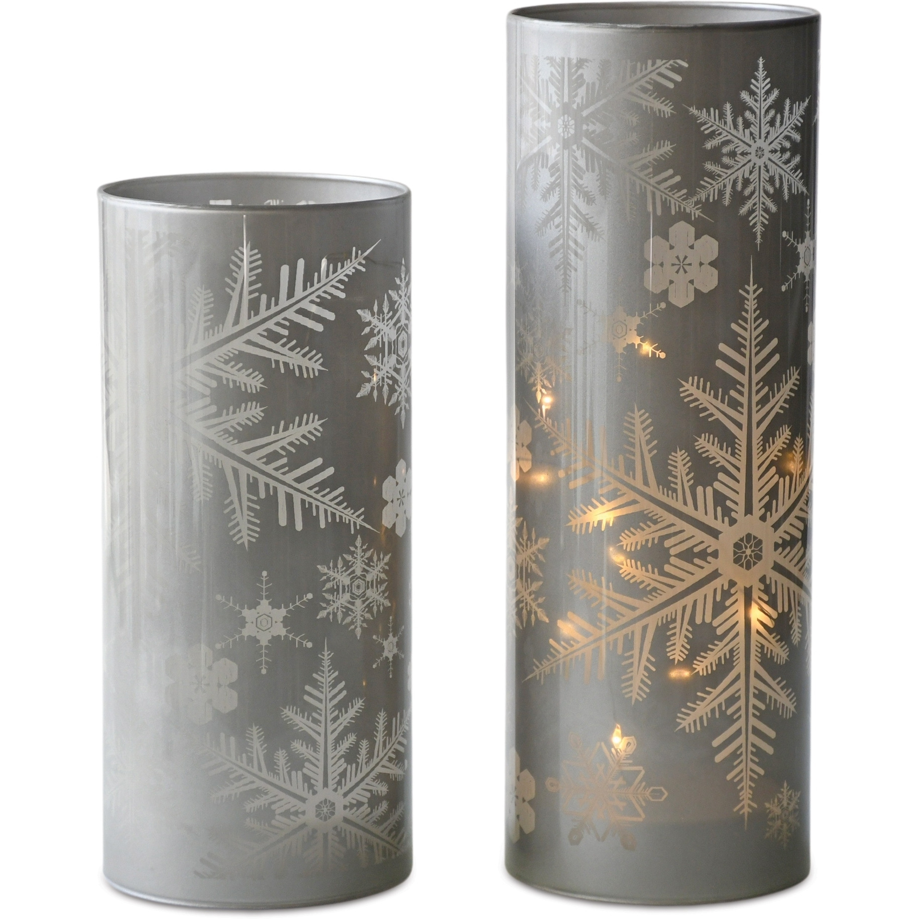 Frosted Snowflake Glass Candle Holder (Set of 2)