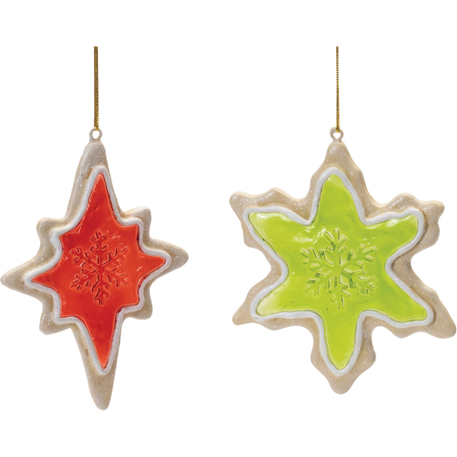 Frosted Cookie Star and Snowflake Ornament (Set of 6)