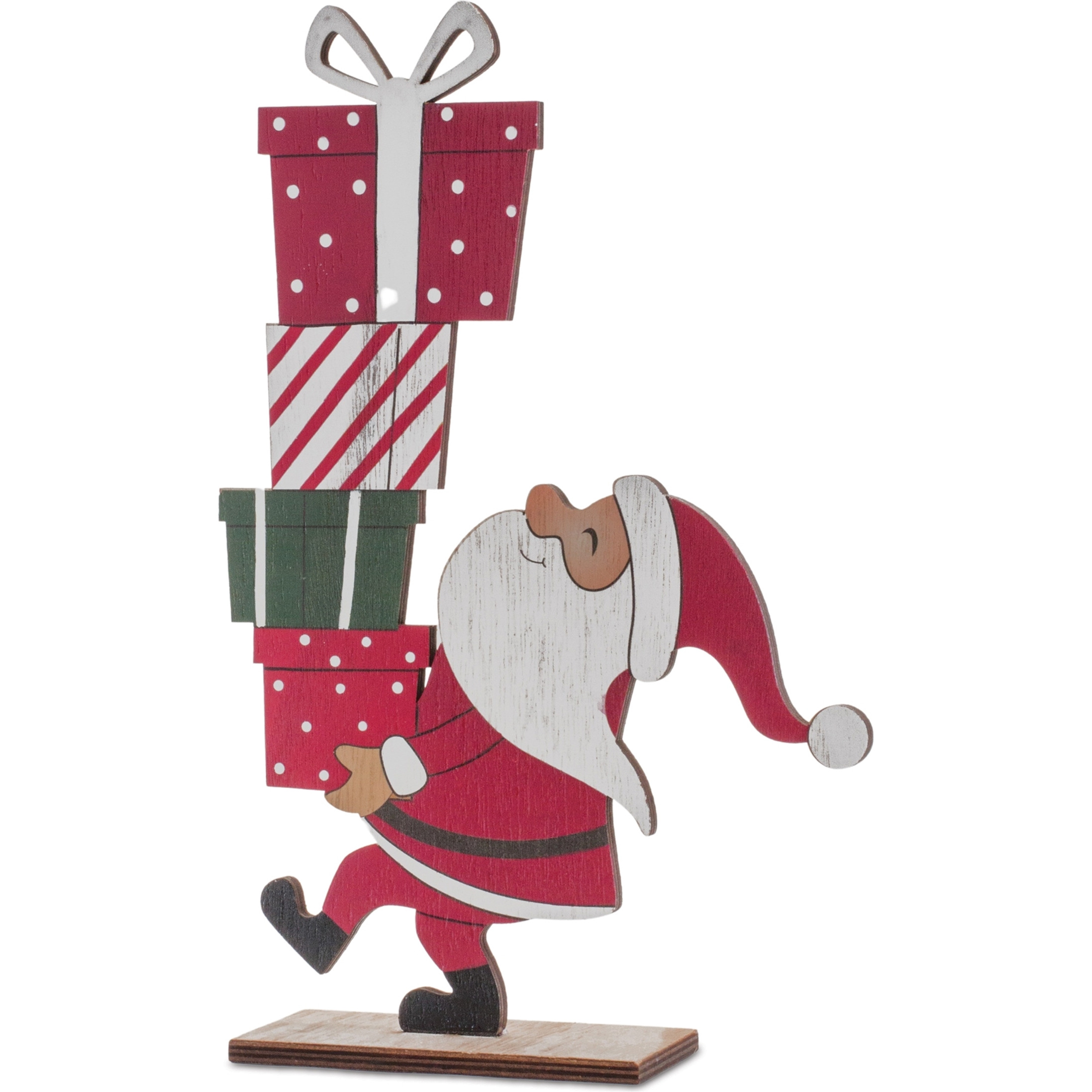 Wood Santa with Presents Display (Set of 2)