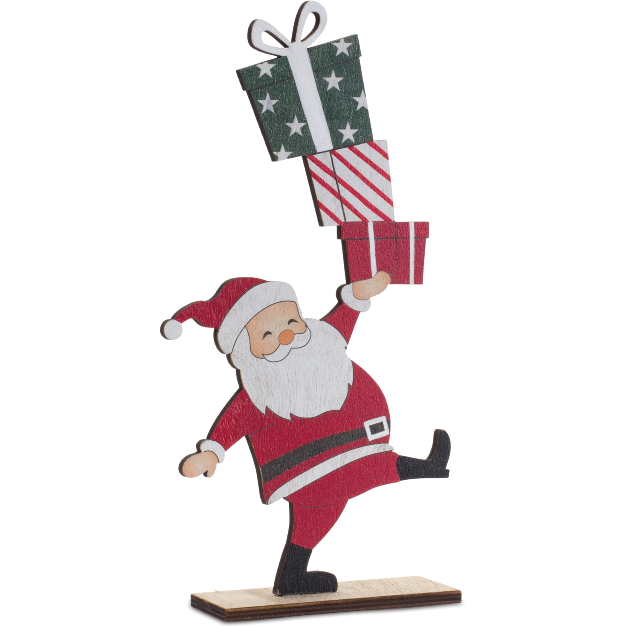 Wood Santa with Presents Display (Set of 2)