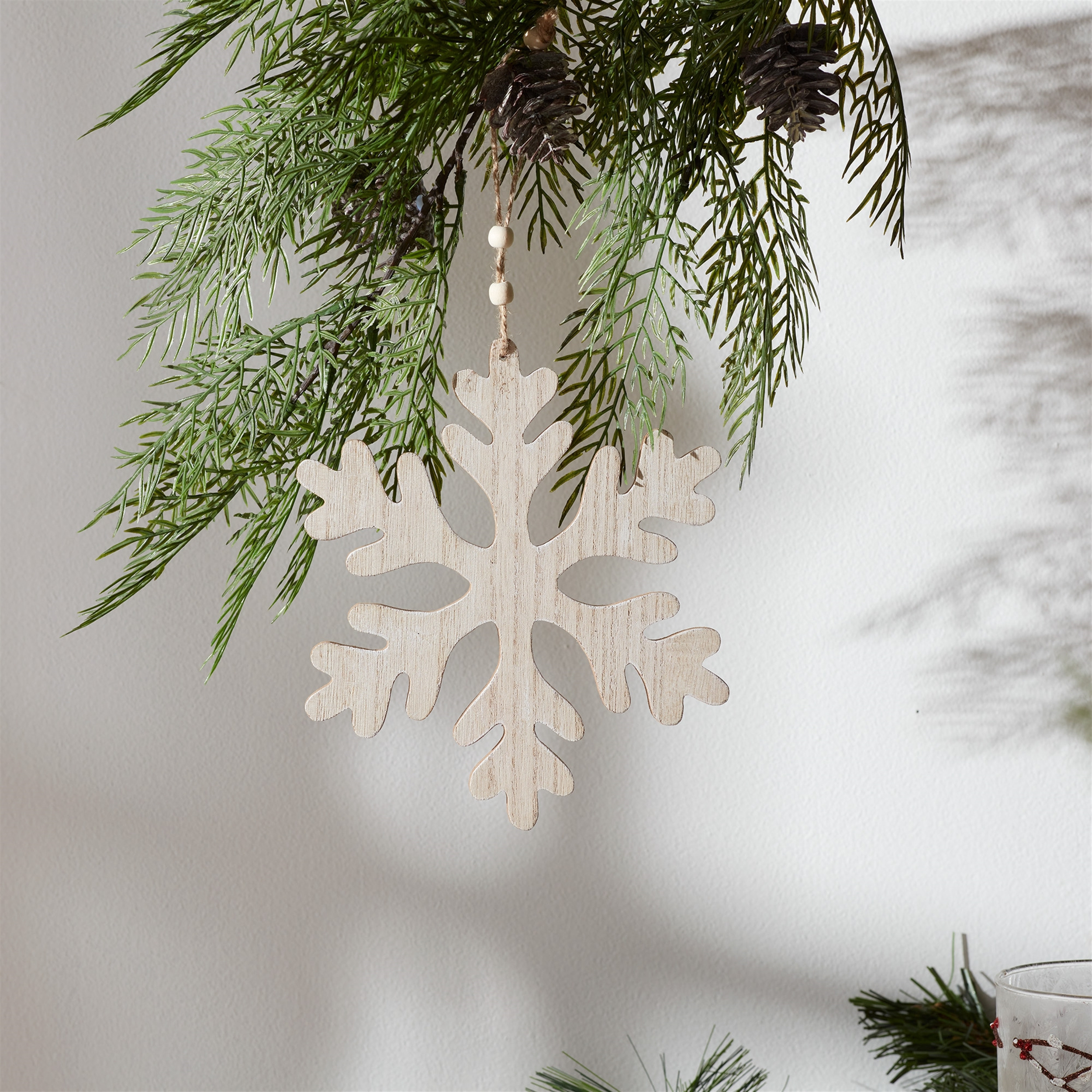 Traditional Wood Snowflake Ornament (Set of 12)