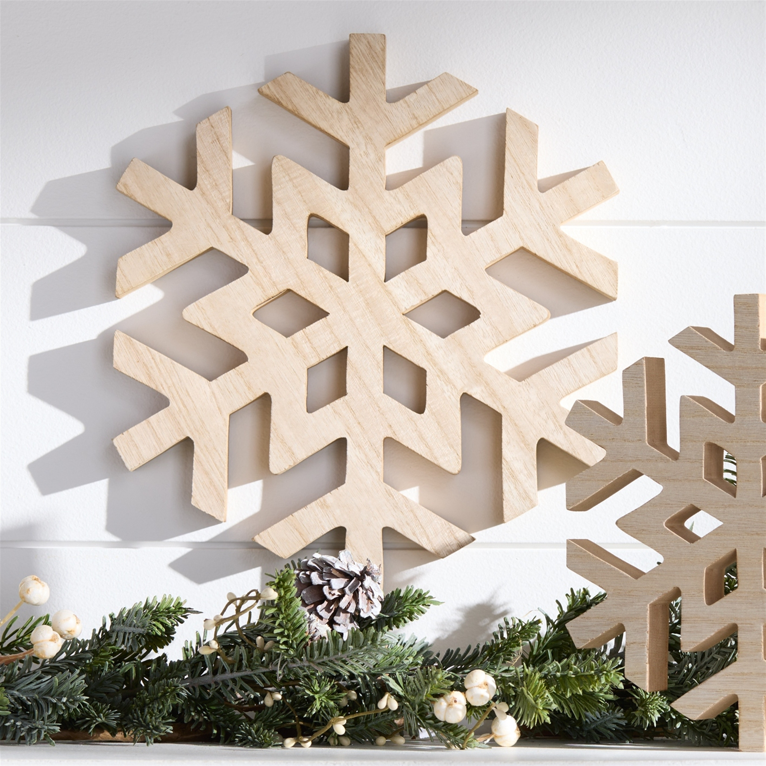 Natural Wood Snowflake (Set of 2)