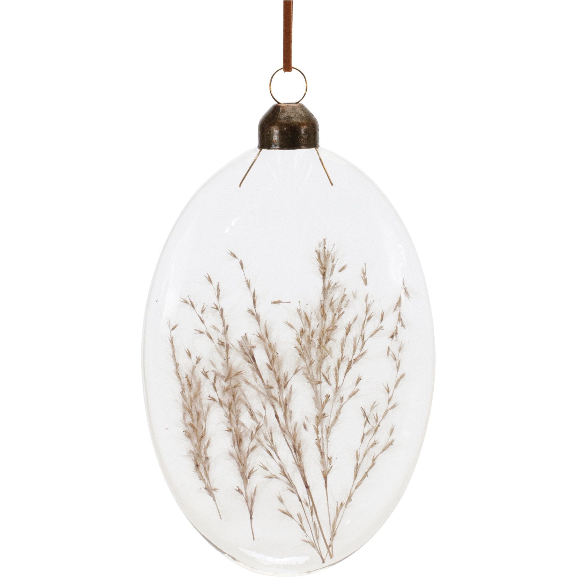 Burgandy Dried Floral Glass Ornament (Set of 12)