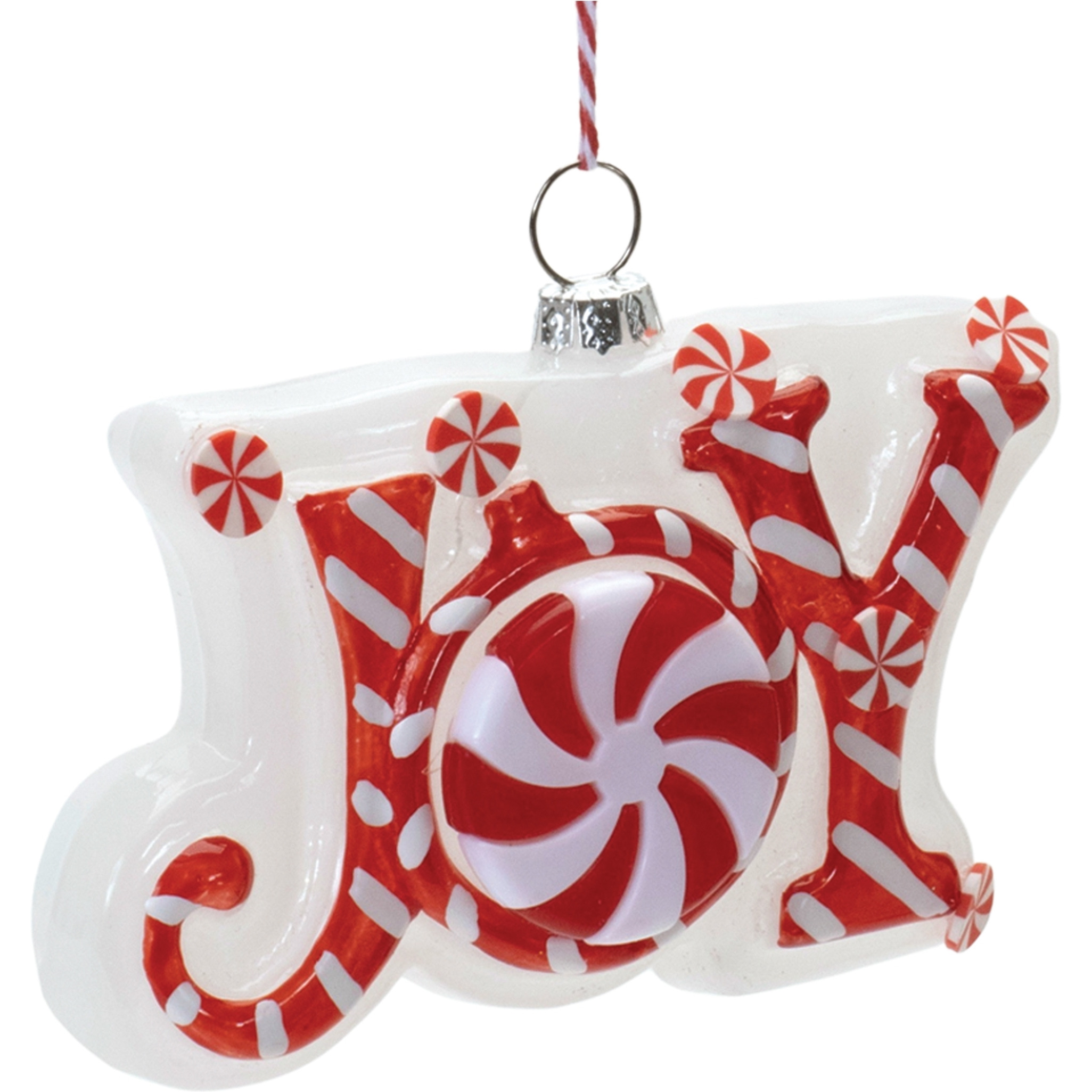 Glass Peppermint Joy and Noel Ornament (Set of 6)