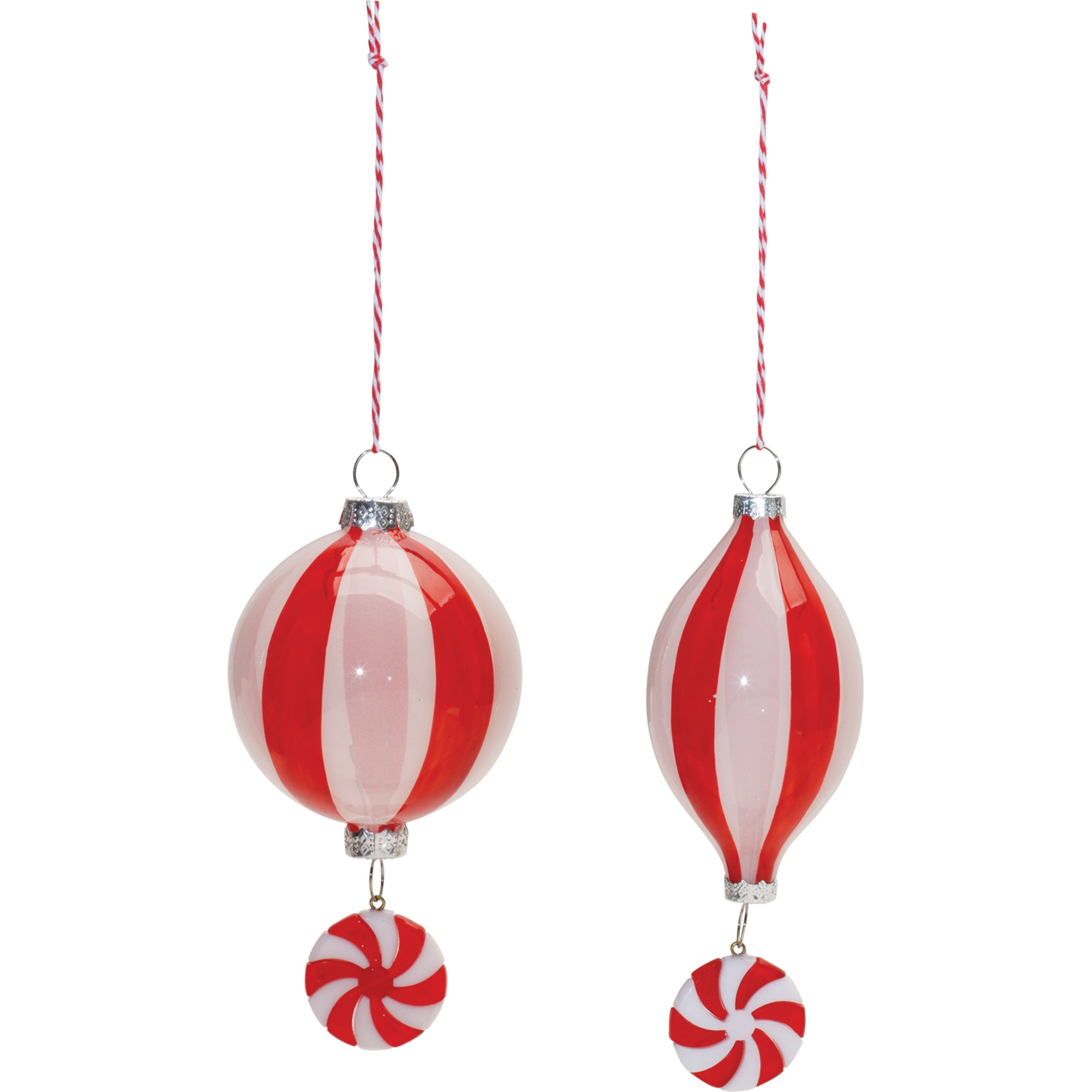 Glass Peppermint Drop Ornament (Set of 12)