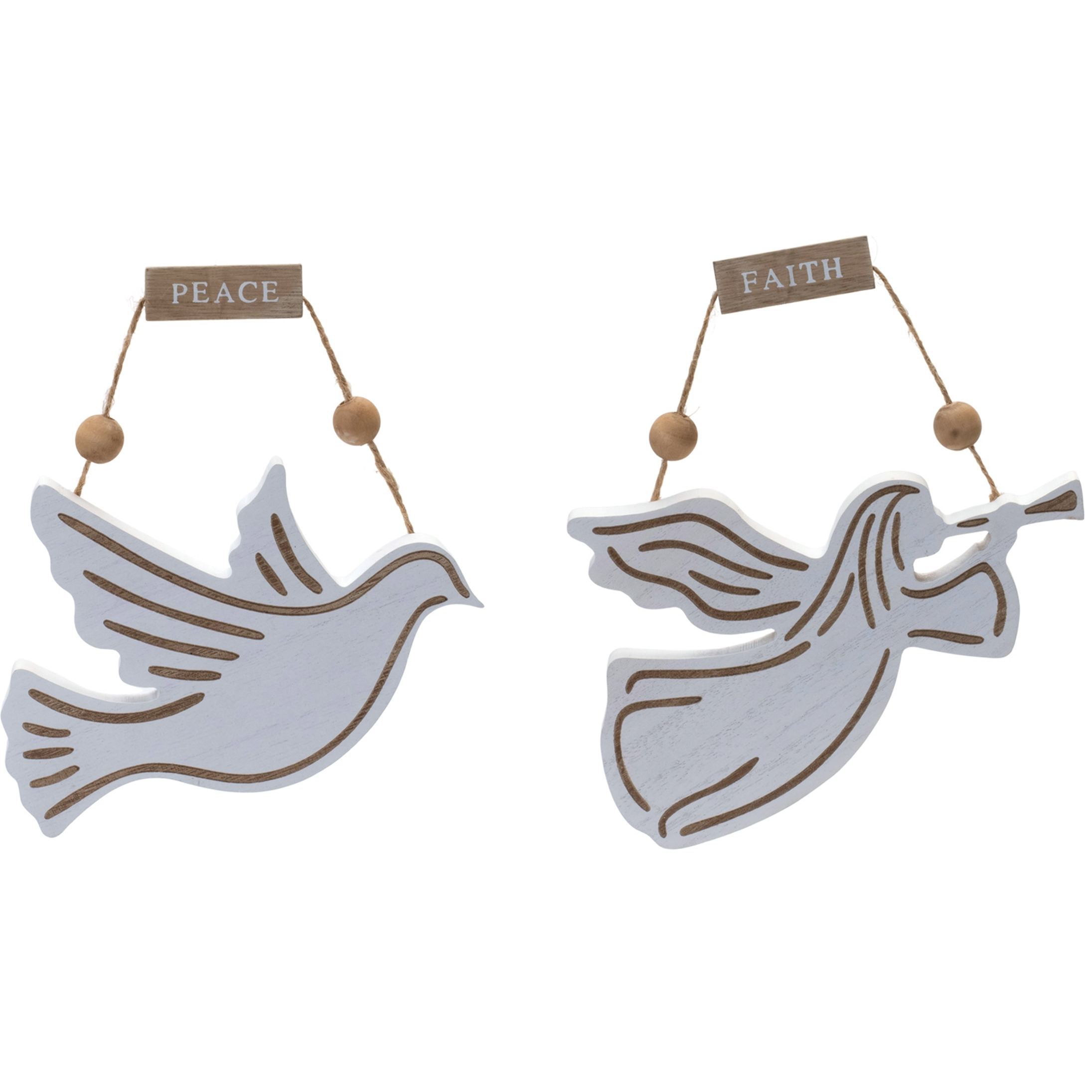 Wood Dove and Angel Sentiment Ornament (Set of 6)