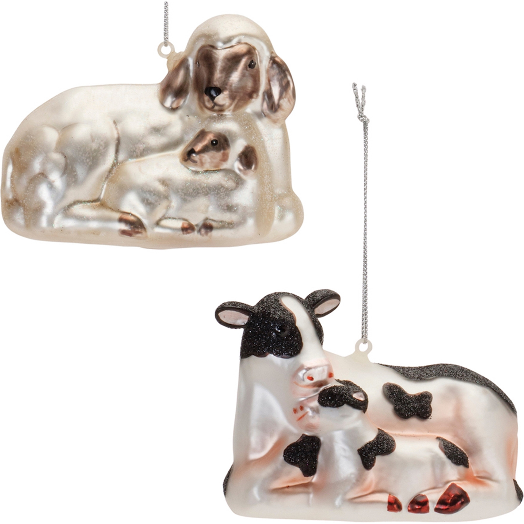 Frosted Glass Farm Animal Ornament (Set of 6)