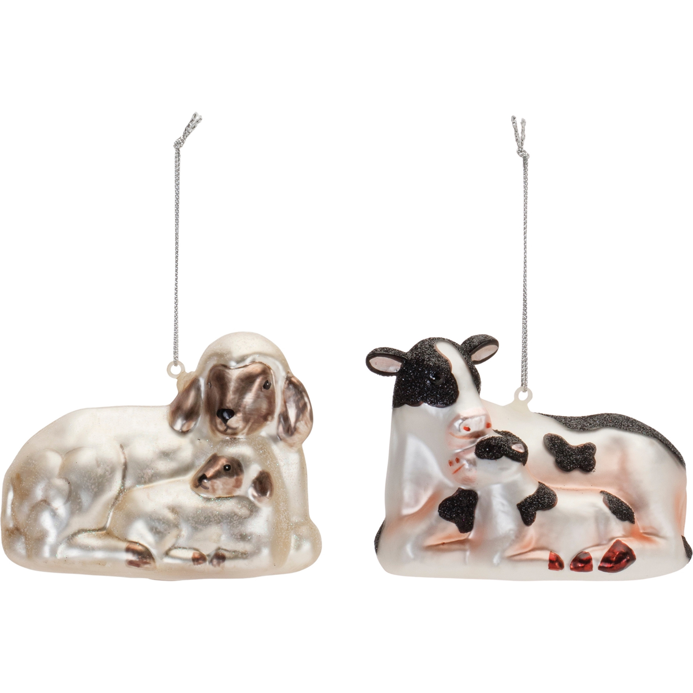 Frosted Glass Farm Animal Ornament (Set of 6)