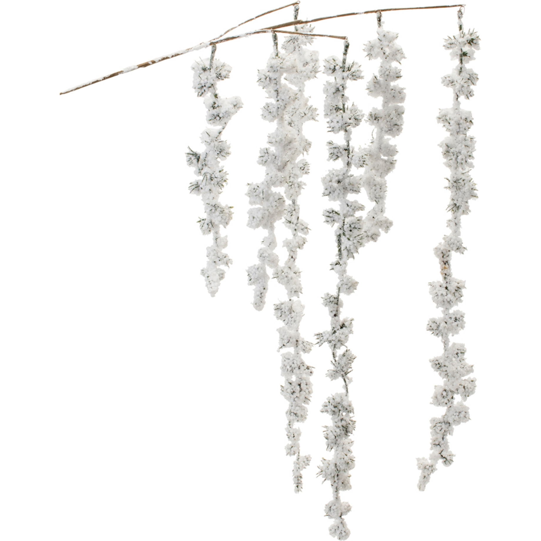 Snowy Hanging Pine Cluster Branch (Set of 2)