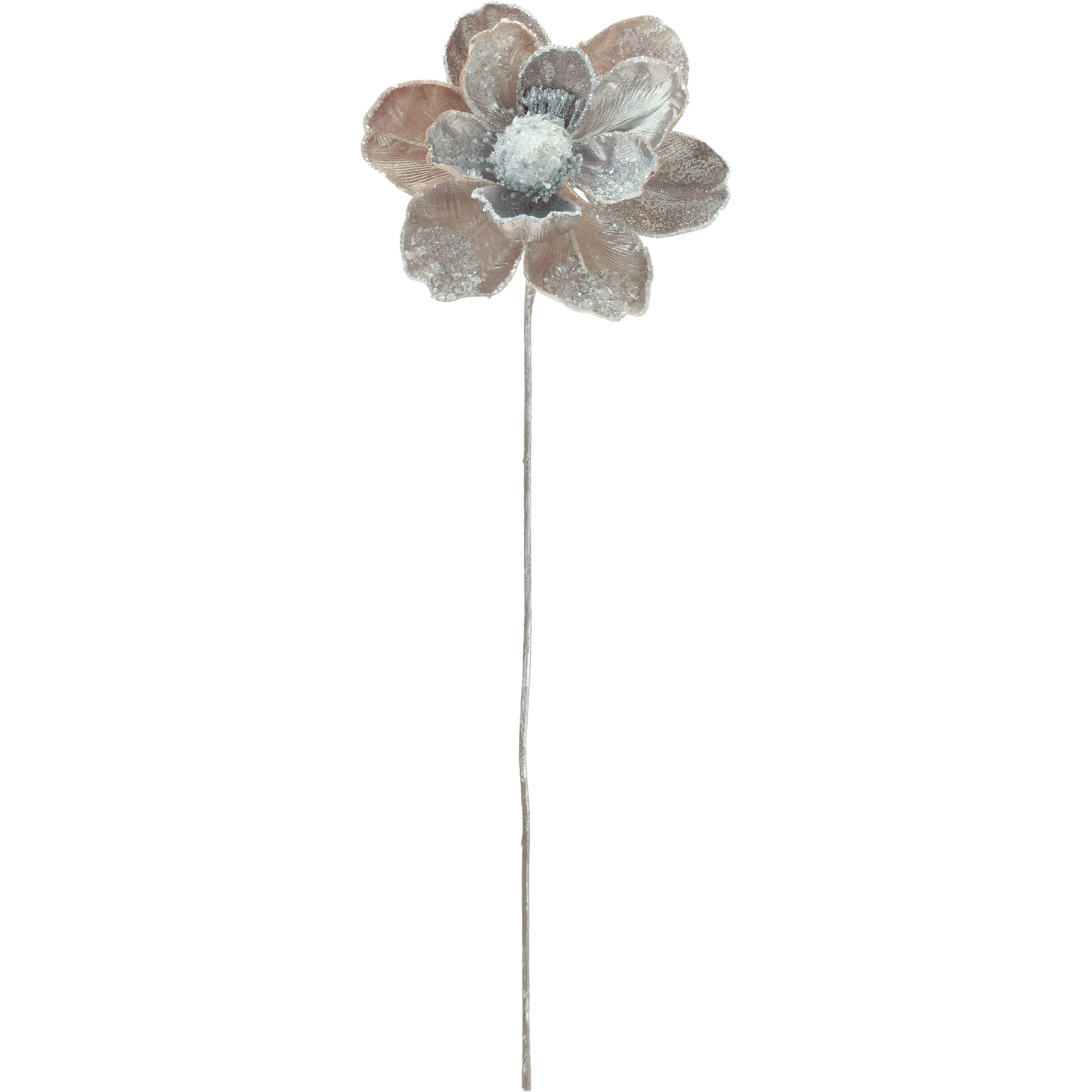 Beaded Silver Magnolia Flower Stem (Set of 2)