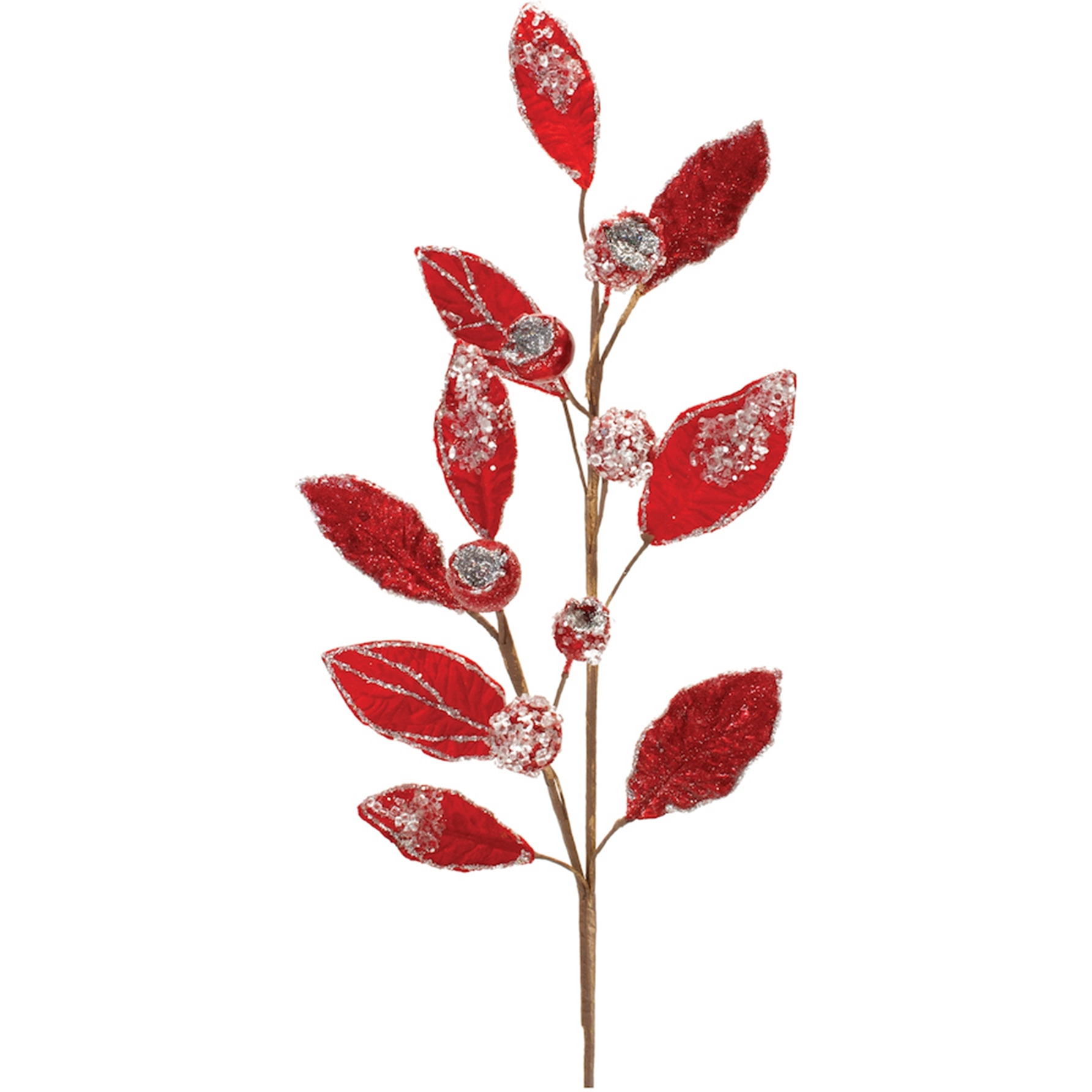 Beaded Red Leaf Stem (Set of 2)