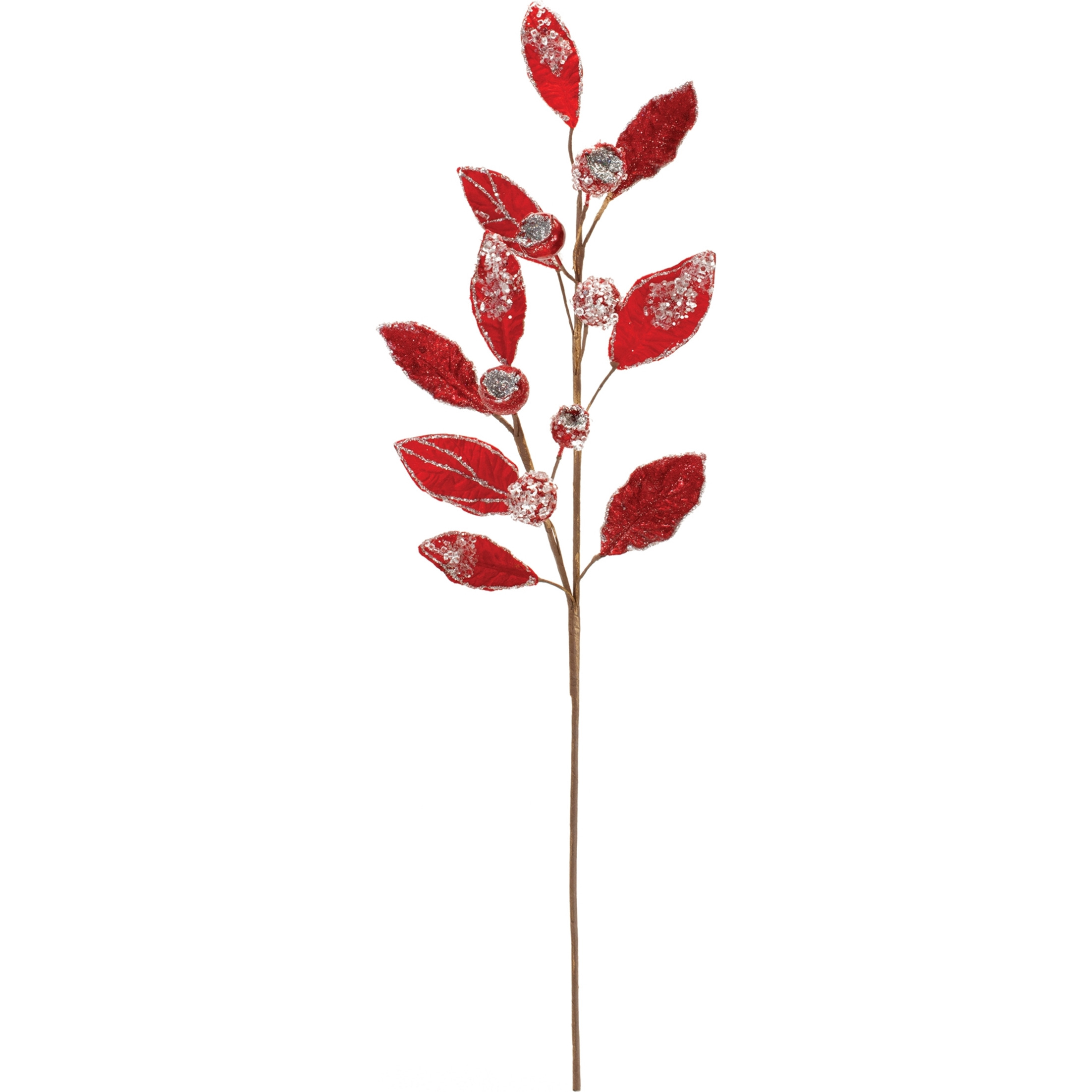 Beaded Red Leaf Stem (Set of 2)