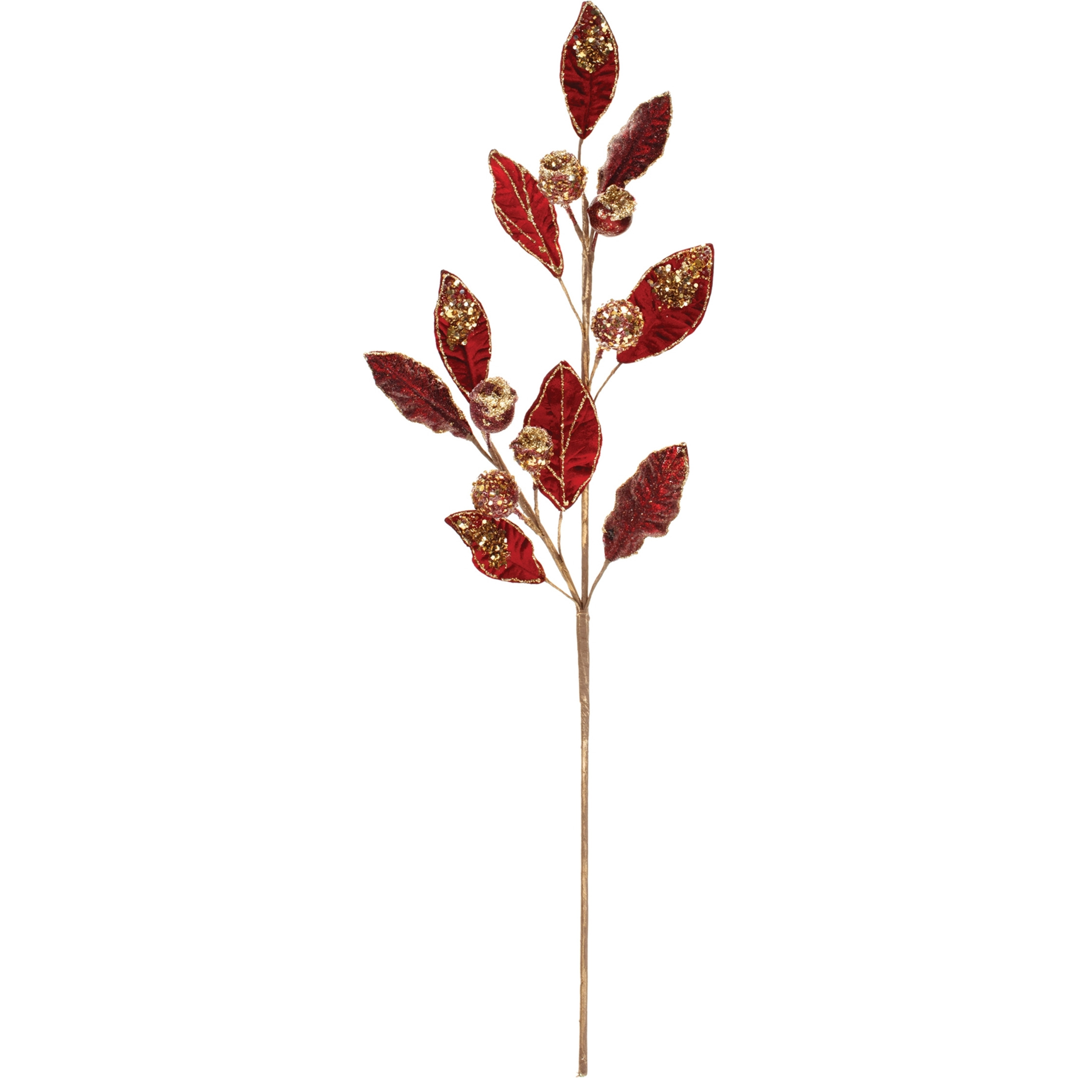 Beaded Burgandy Leaf Stem (Set of 2)