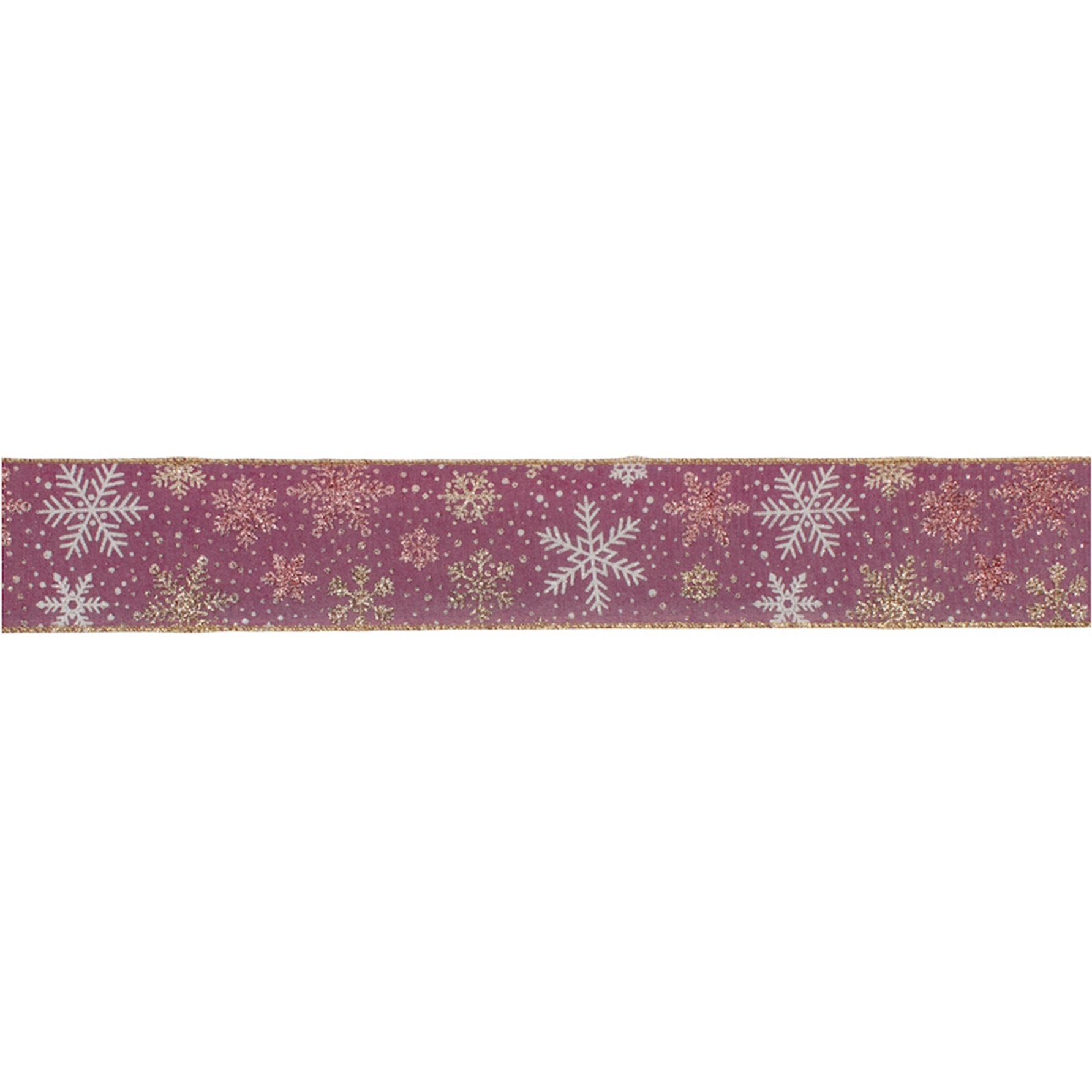 Mauve and Glitter Snowflake Wired Ribbon 2.5" x 10yds.