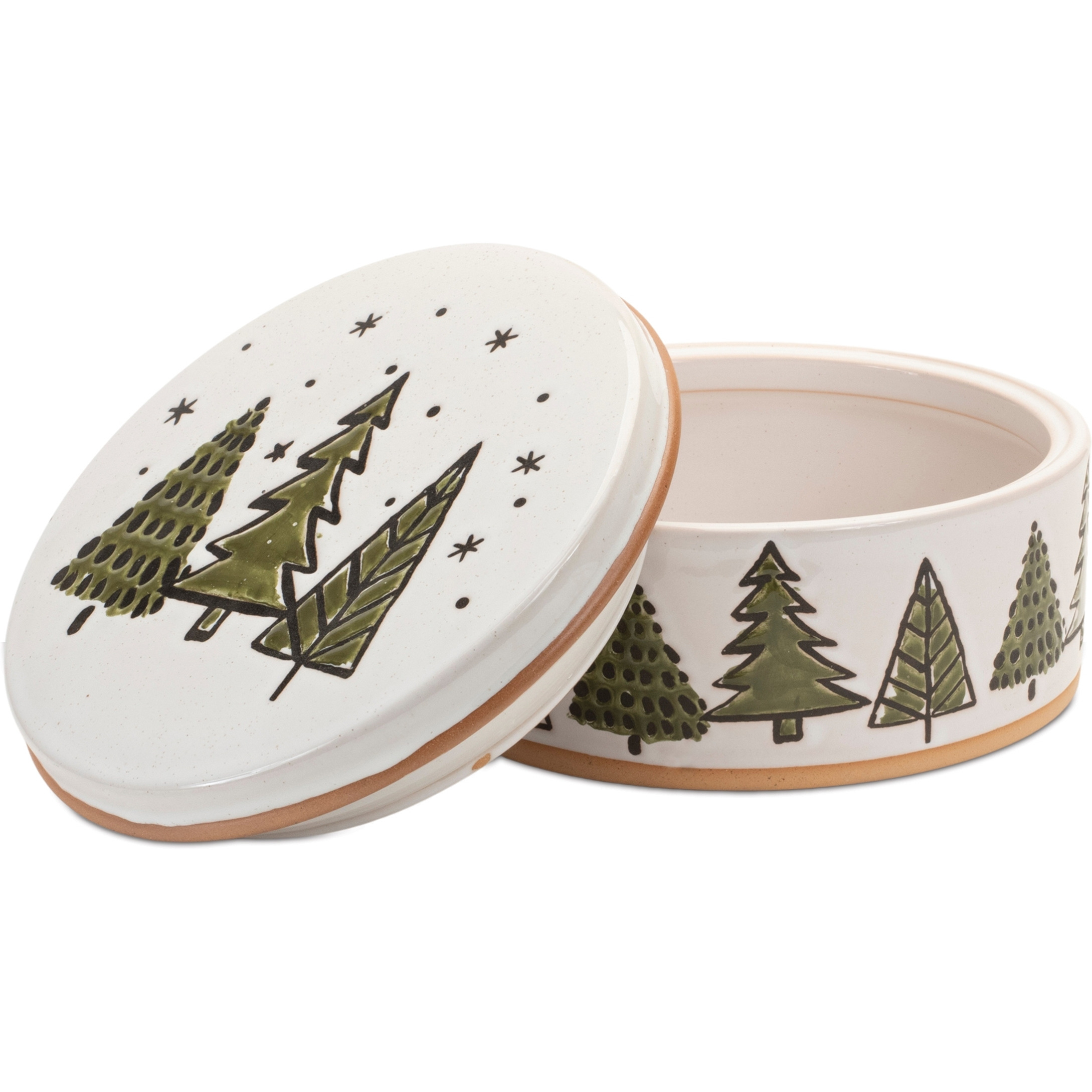 Ceramic Pine Tree Canister with Lid 7.75&quotD