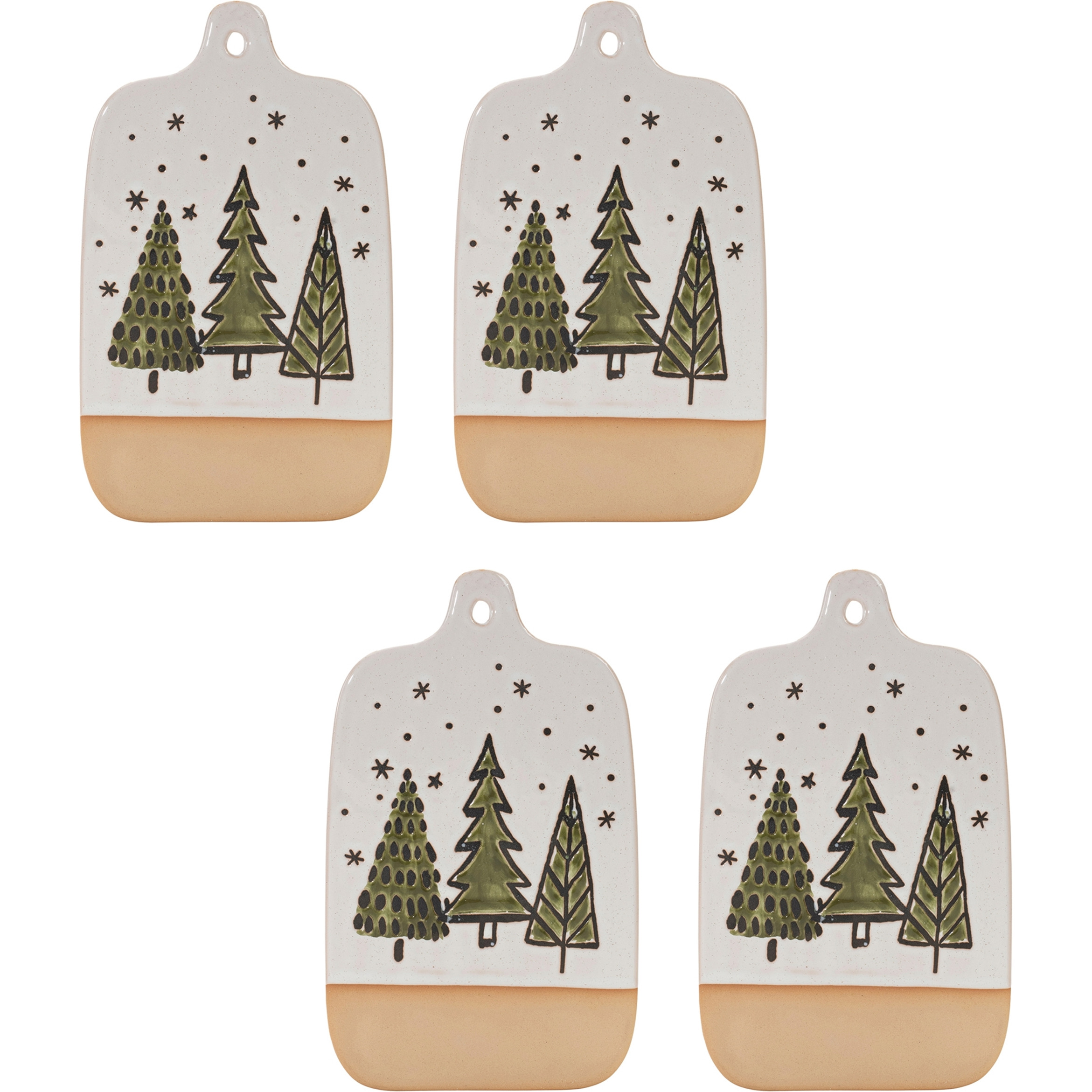 Ceramic Pine Tree Cutting Board Tray (Set of 4)