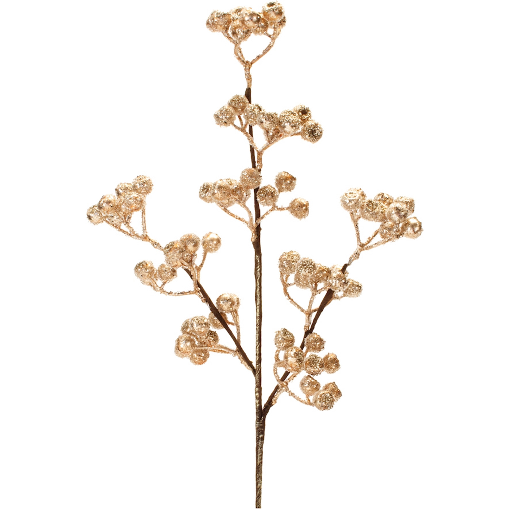 Glittered Gold Berry Spray (Set of 6)