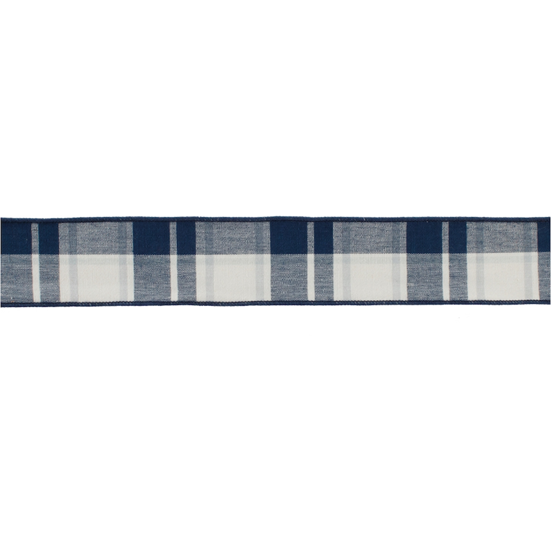 Navy Blue and White Plaid Wired Ribbon (Set of 2)