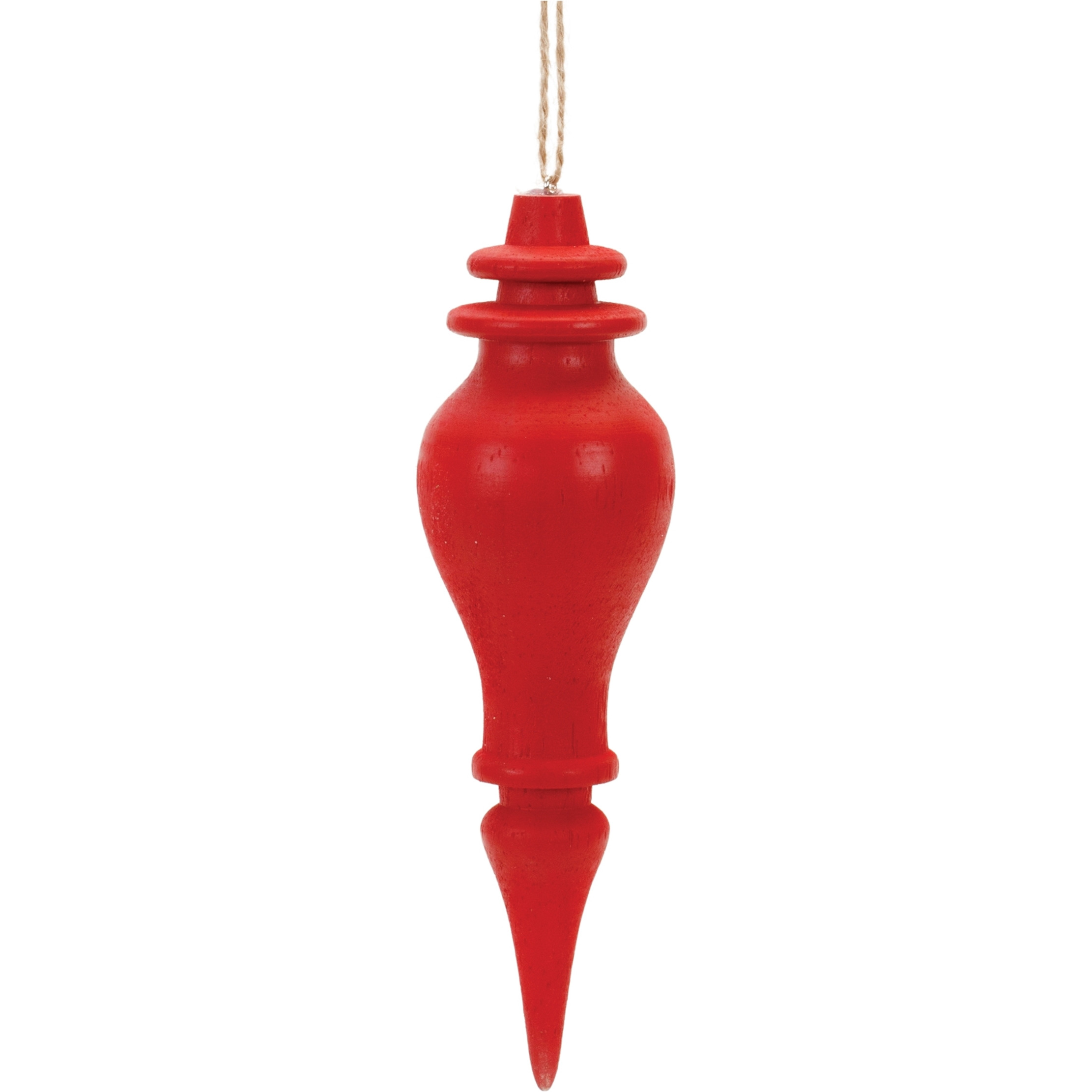 Red Wood Finial Drop Ornament (Set of 6)