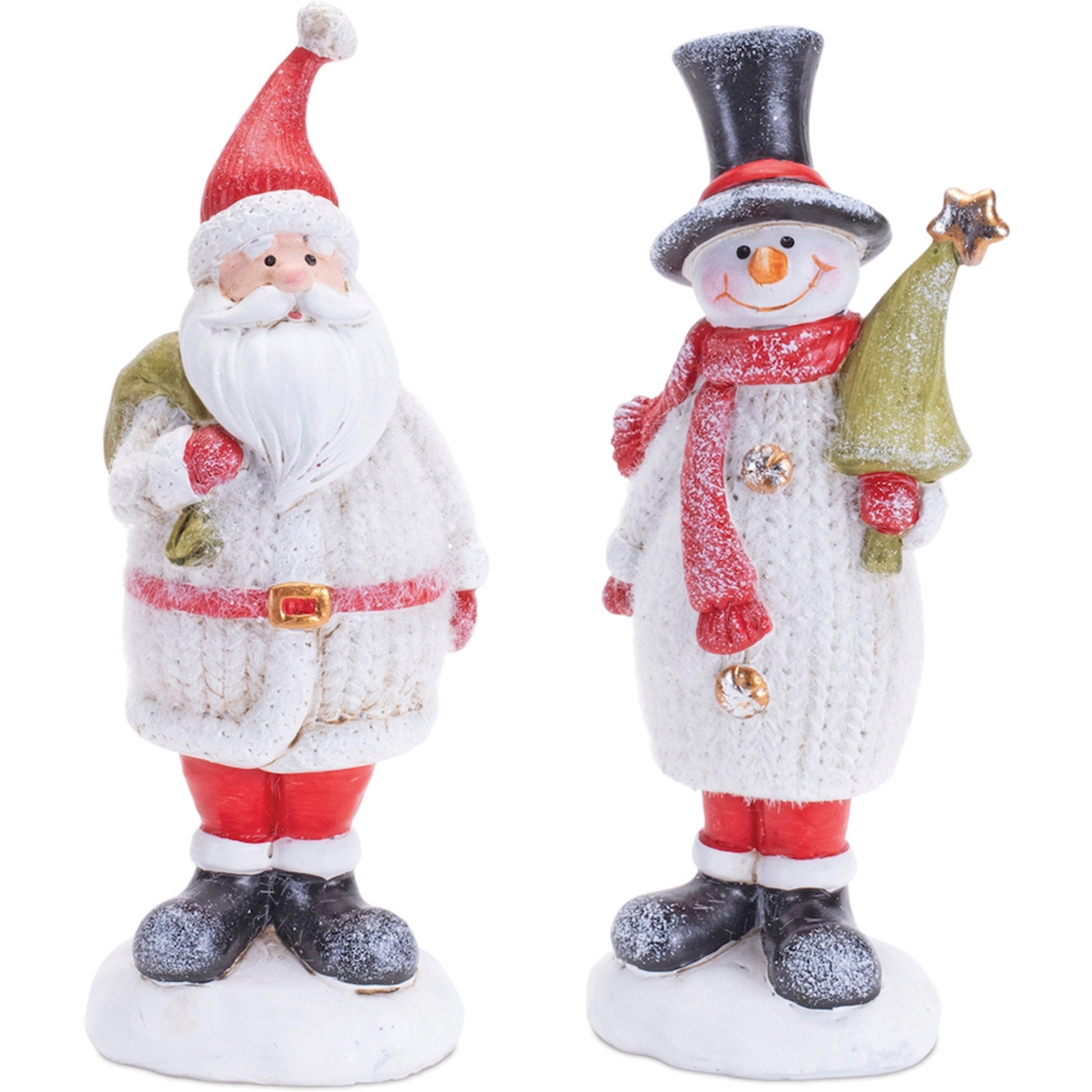 Glittered Sweater Santa and Snowman (Set of 6)