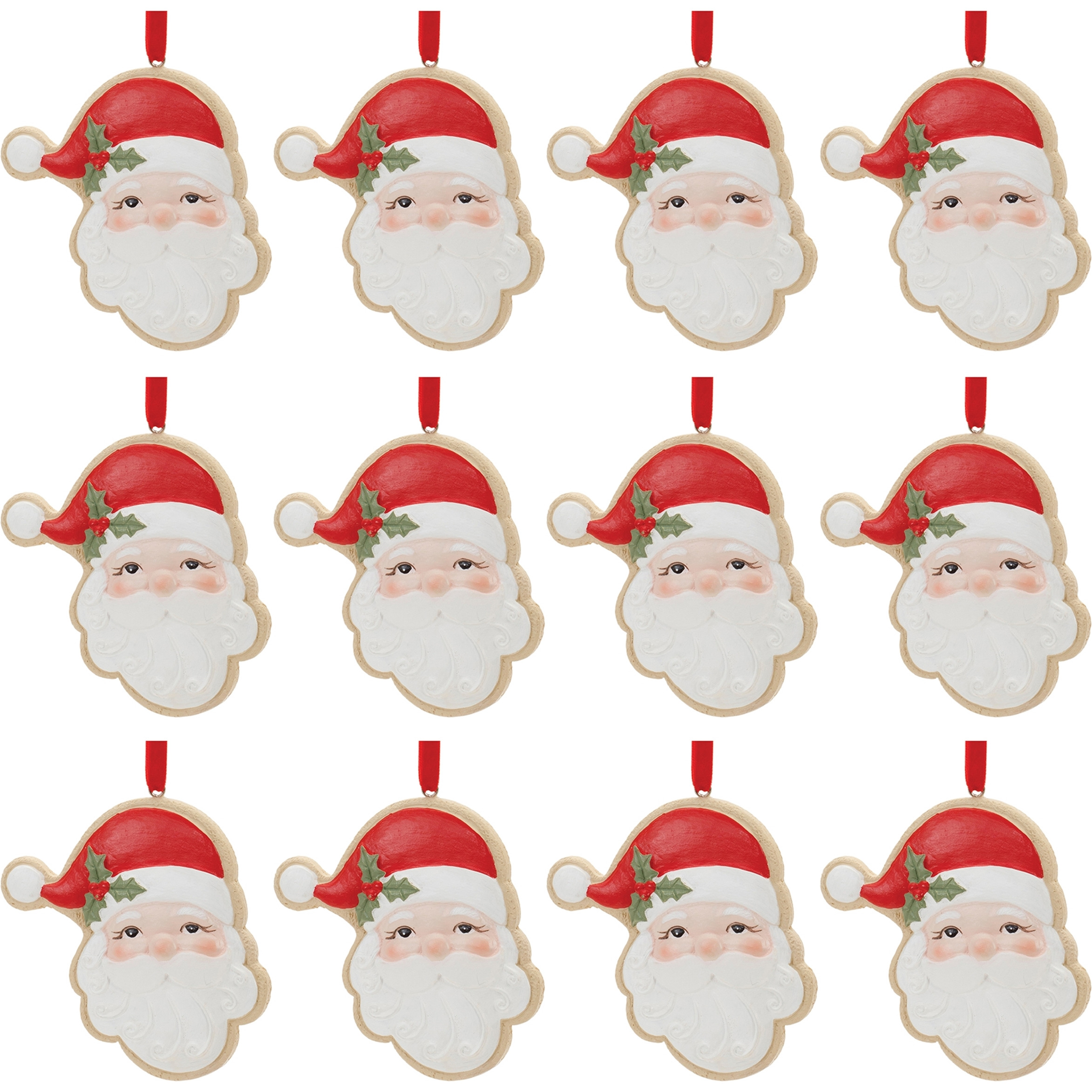Frosted Santa Cookie Ornament (Set of 12)