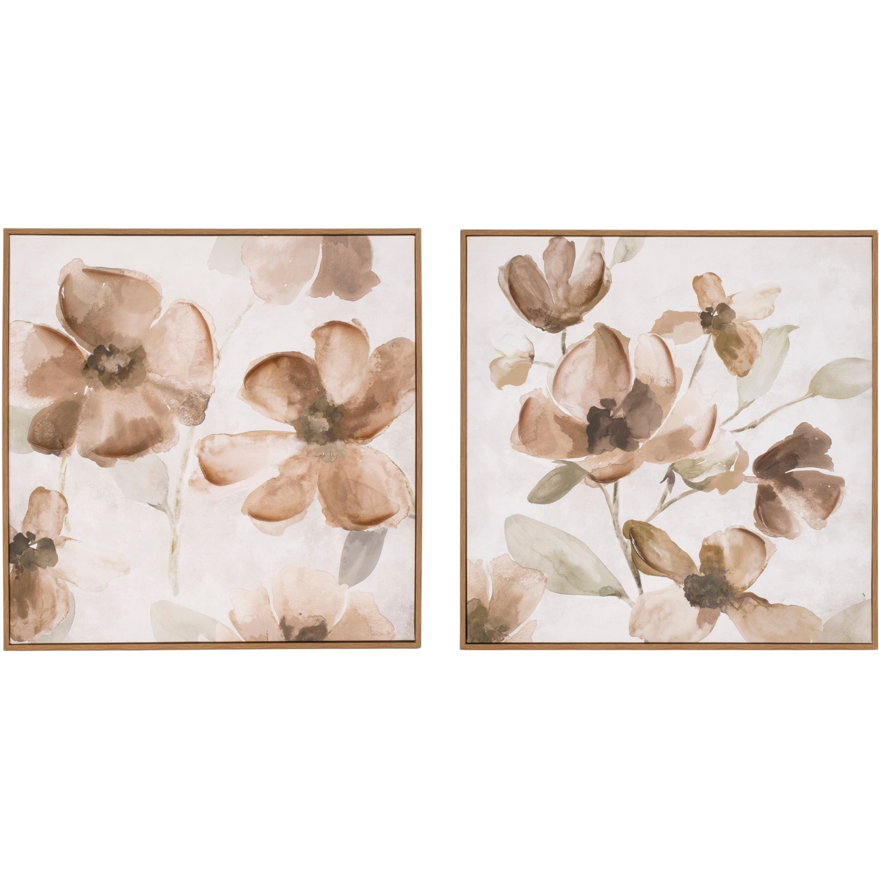 Wood Floral Block Plaque (Set of 2)