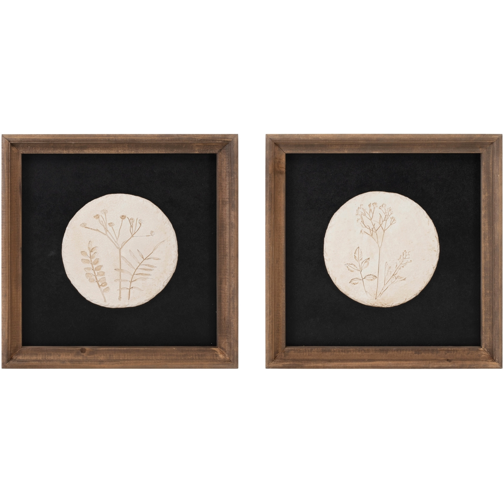Wood Framed Floral Plaque (Set of 2)