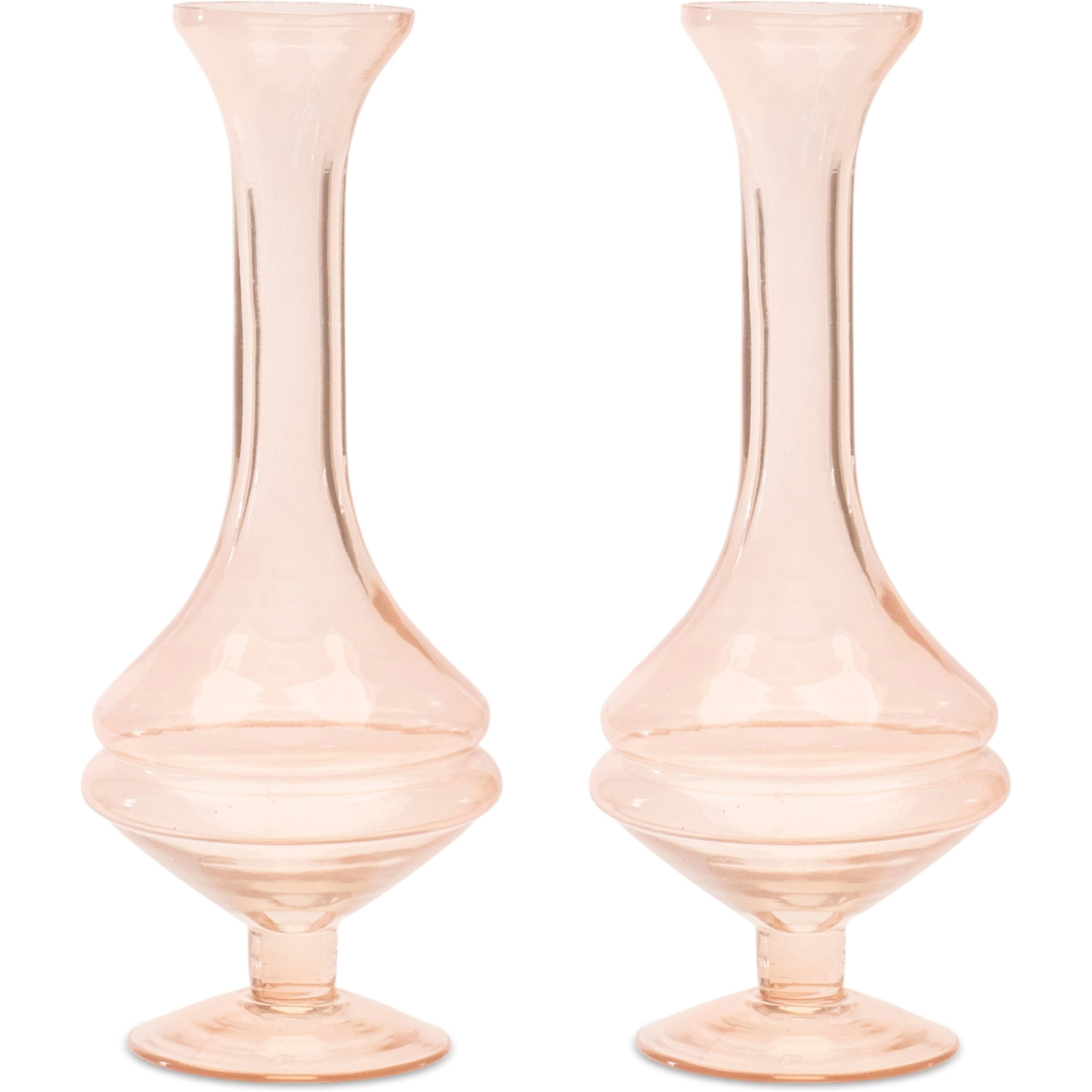 Pink Glass Stem Vase (Set of 2)