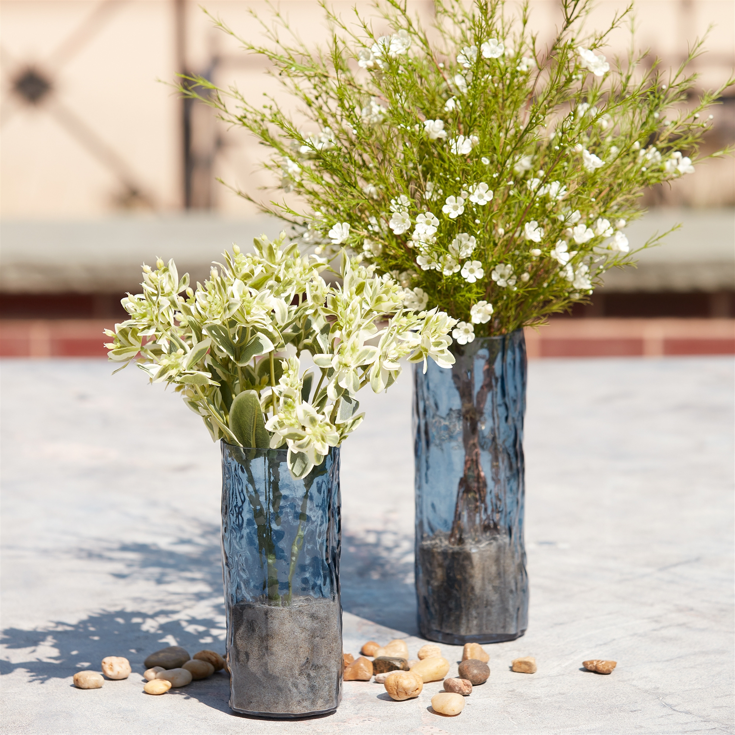 Blue Wavy Glass Vase (Set of 2)