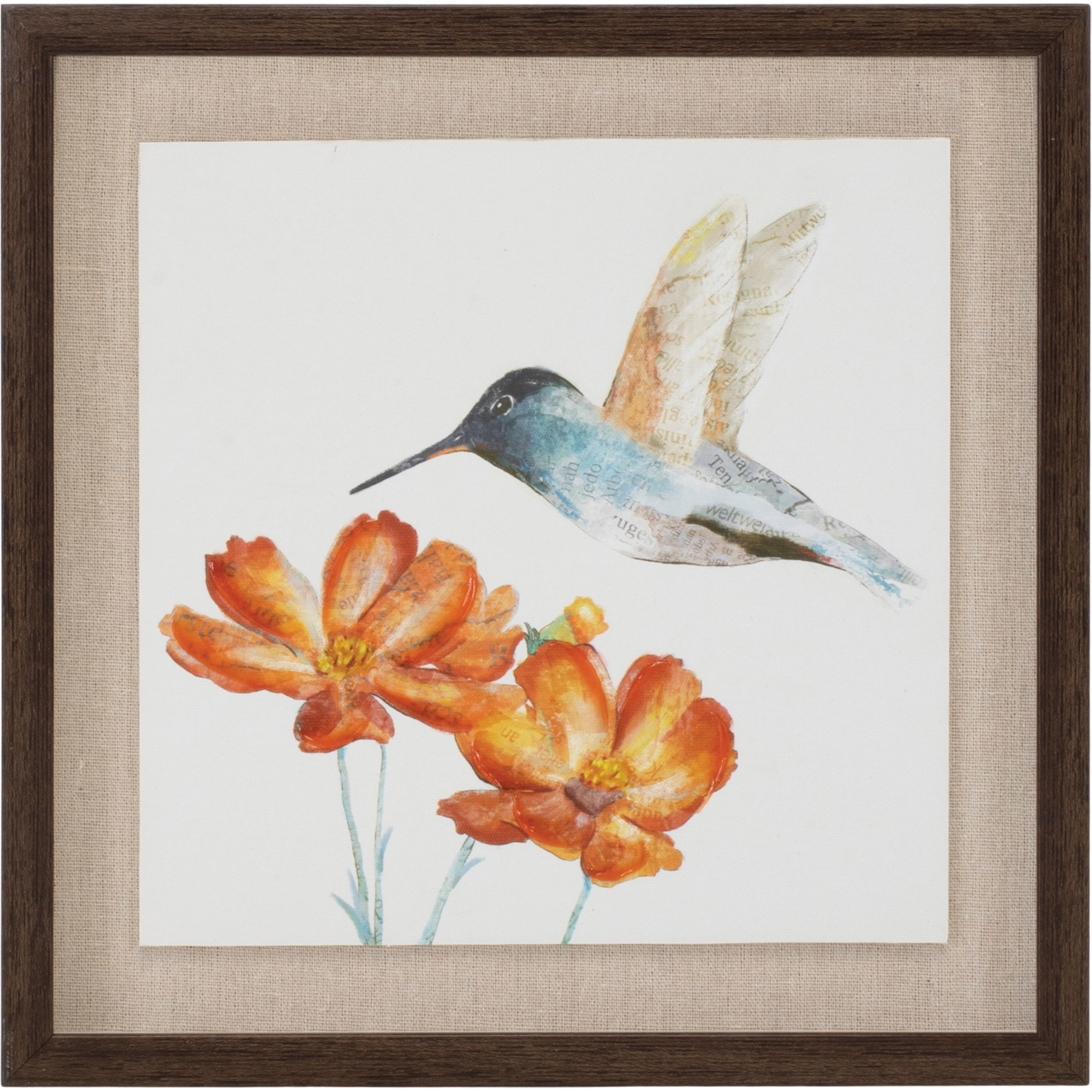 Framed Hummingbird Floral Print (Set of 2)