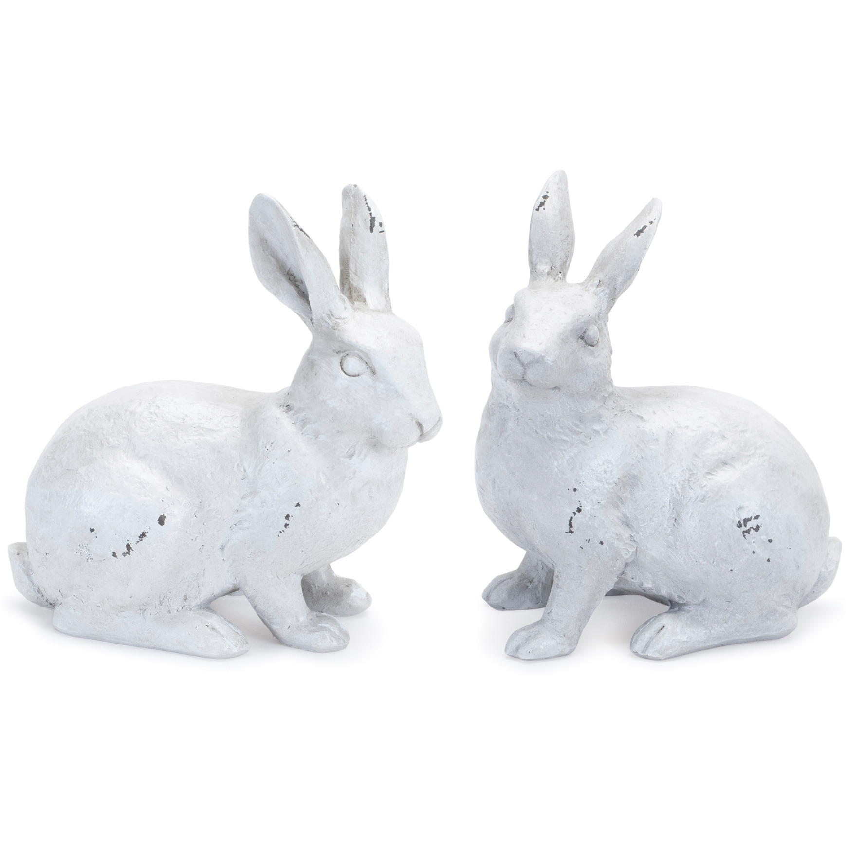Distressed Garden Rabbit Figurine (Set of 2)