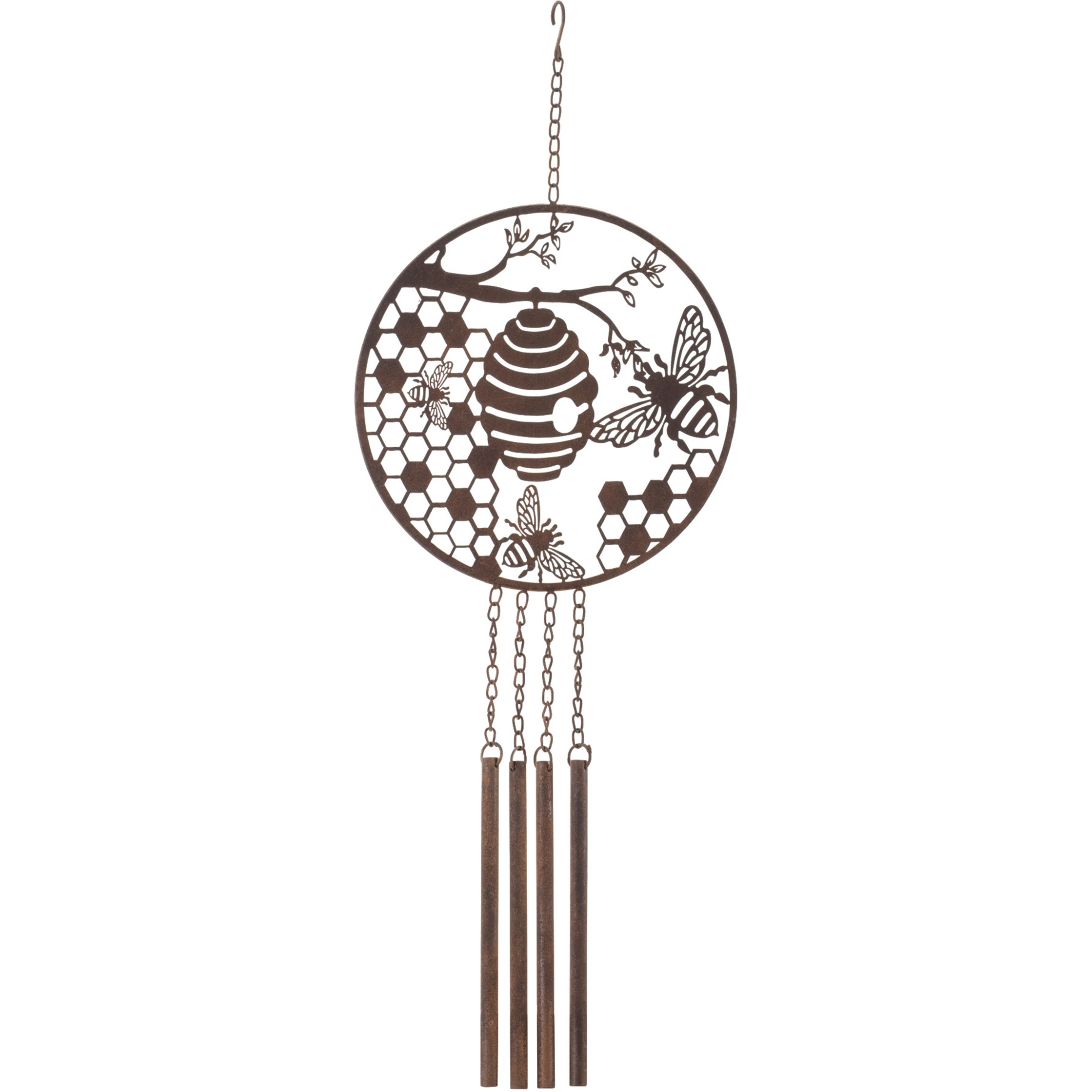 Bronze Metal Bumble Bee Wind Chime 33&quotH