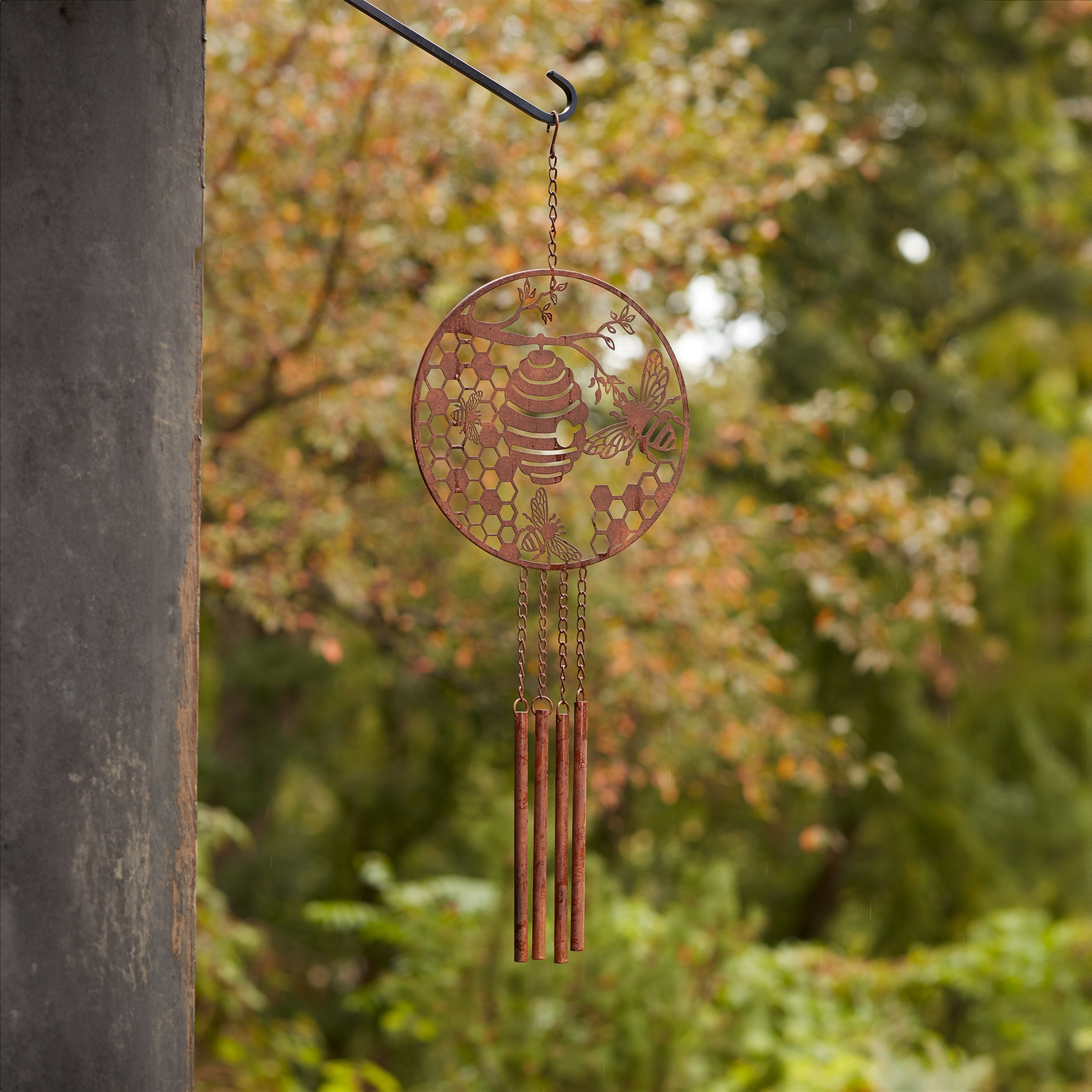 Bronze Metal Bumble Bee Wind Chime 33&quotH