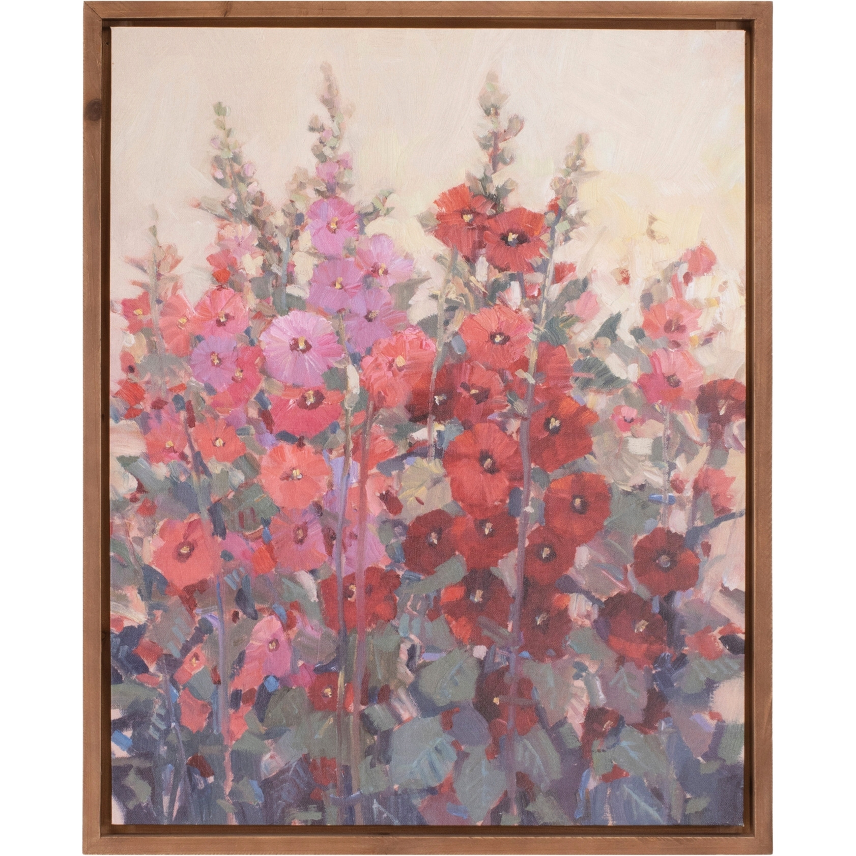 Framed Hollyhock Floral Canvas Art 29&quotH