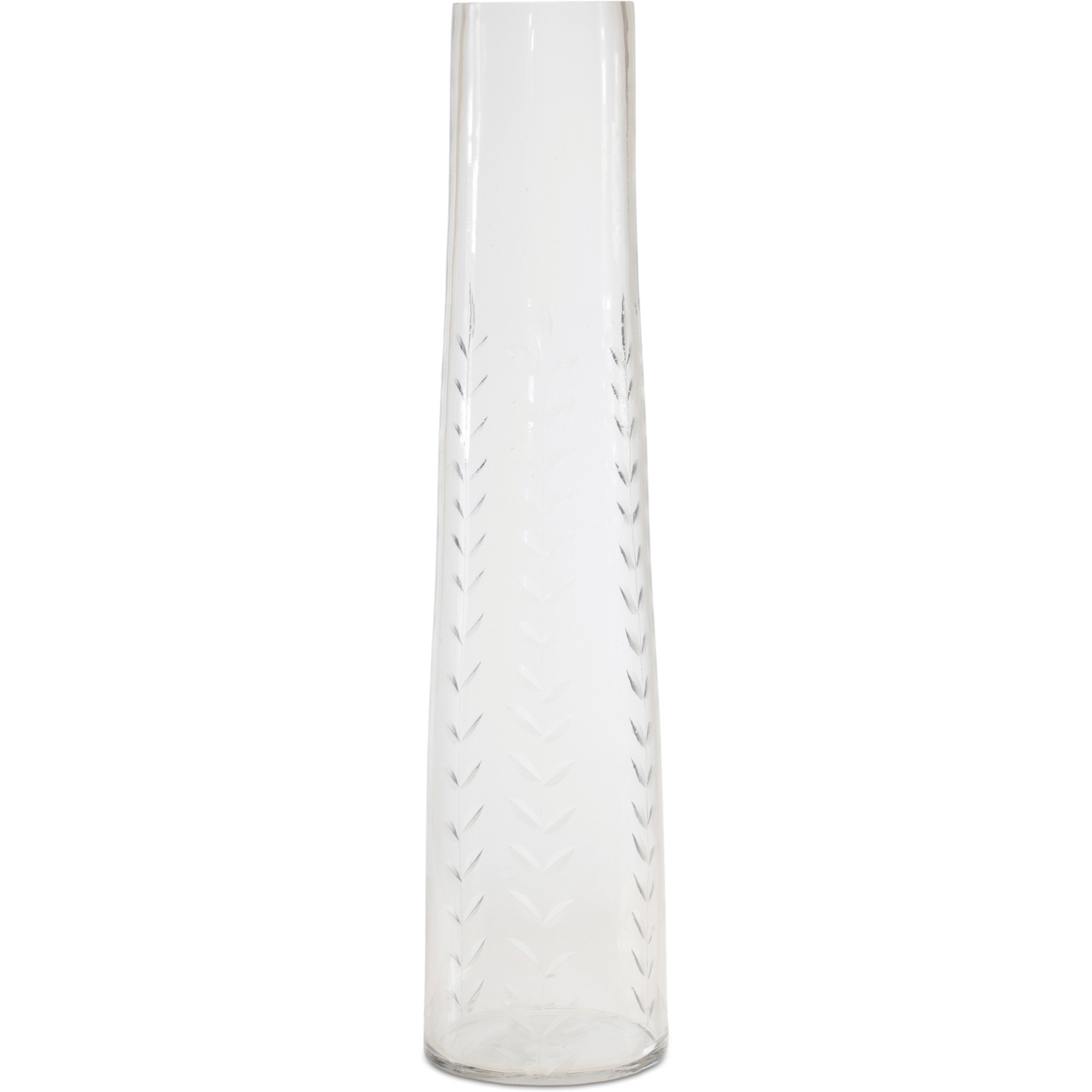 Etched Soda Lime Glass Vase 11.5&quotH